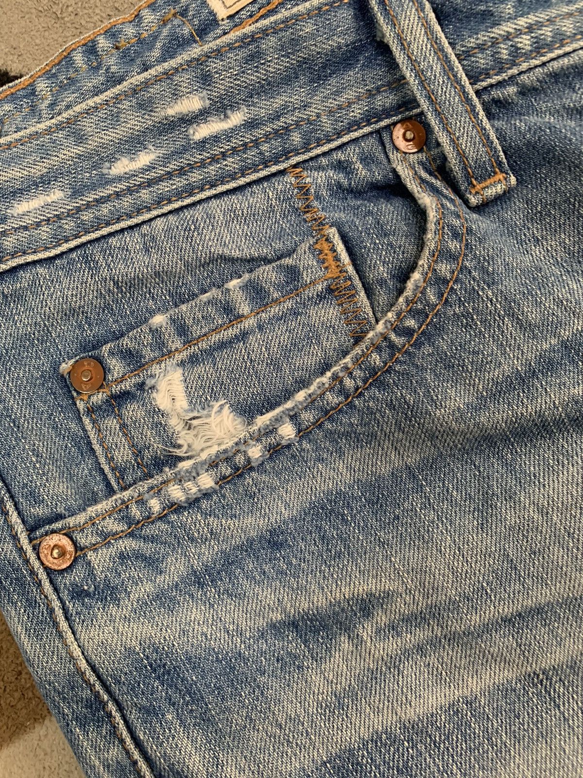 KMRii Vintage Adriano Goldschmied Mud Wash Loose Distressed Jeans Size US 34 / EU 50 - 6 Thumbnail