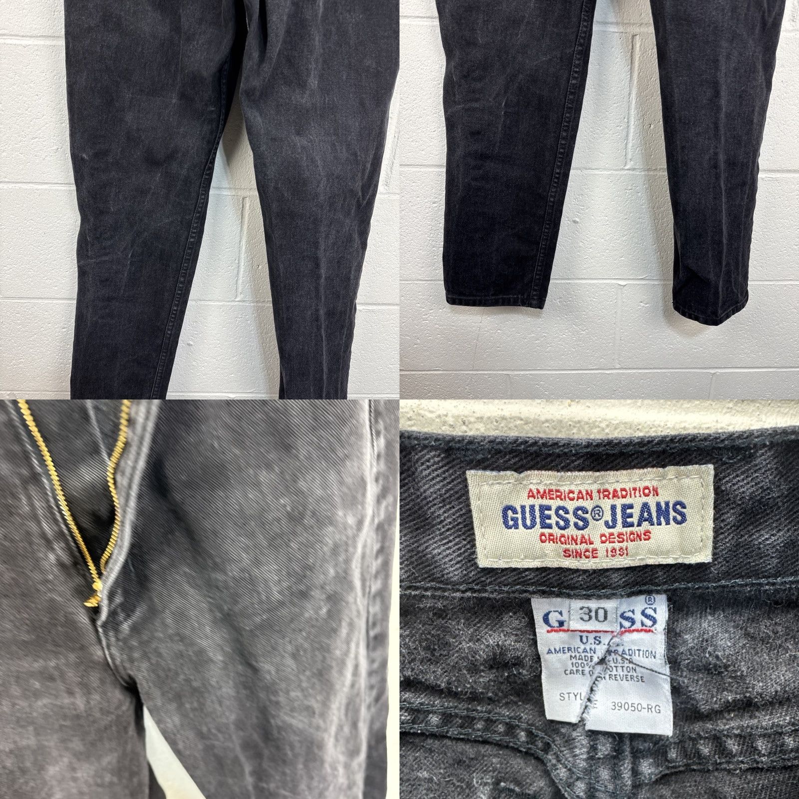 Guess VINTAGE GUESS Jeans Black Denim 28x31 Triangle Made in USA - 5-Pocket Straight Mens 90s USA Logo Retro 80s 90s Size US 28 / EU 44 - 9 Thumbnail