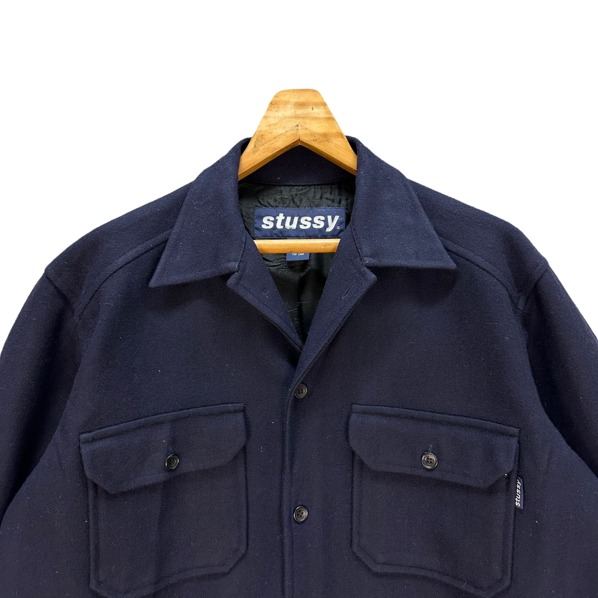 Stussy 90’s STUSSY Workwear Navy Blue Wool Flannel Jacket #106-1463 Size US L / EU 52-54 / 3 - 2 Thumbnail
