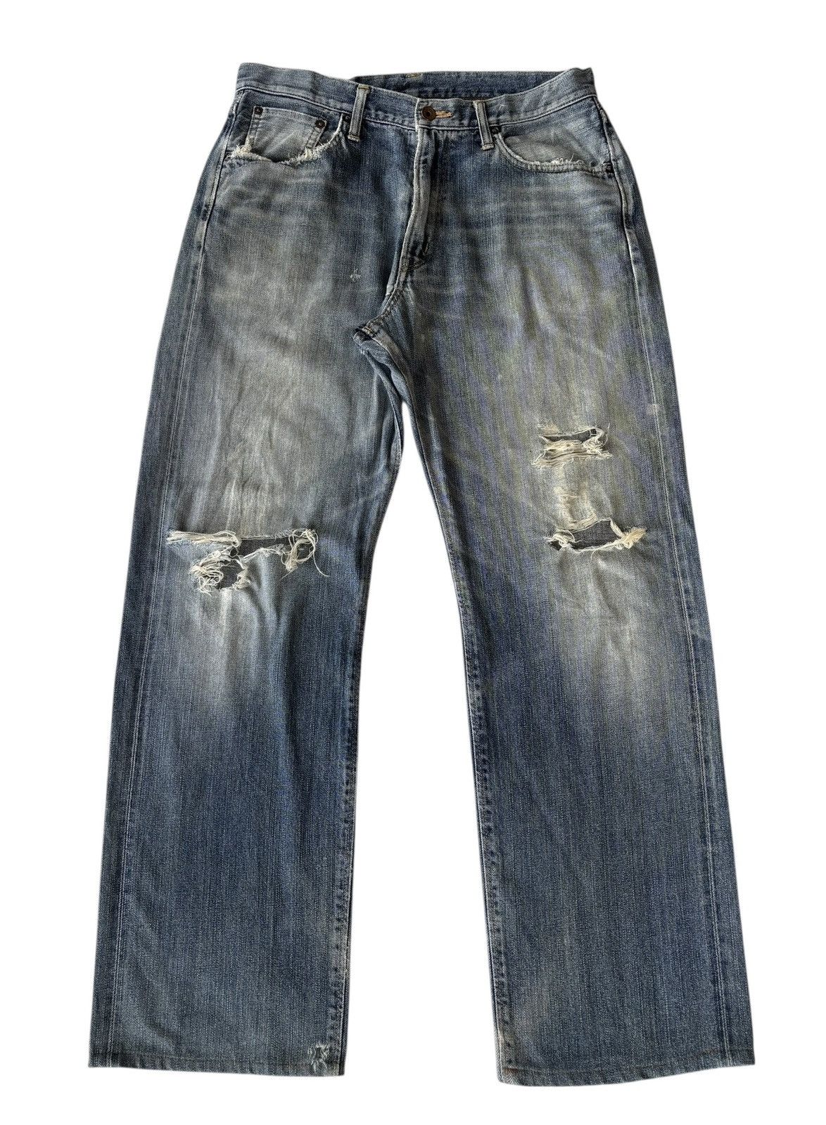 Edwin Edwin 505x Baggy Selvedge Redline Thrashed Jeans Size US 33 - 3 Thumbnail