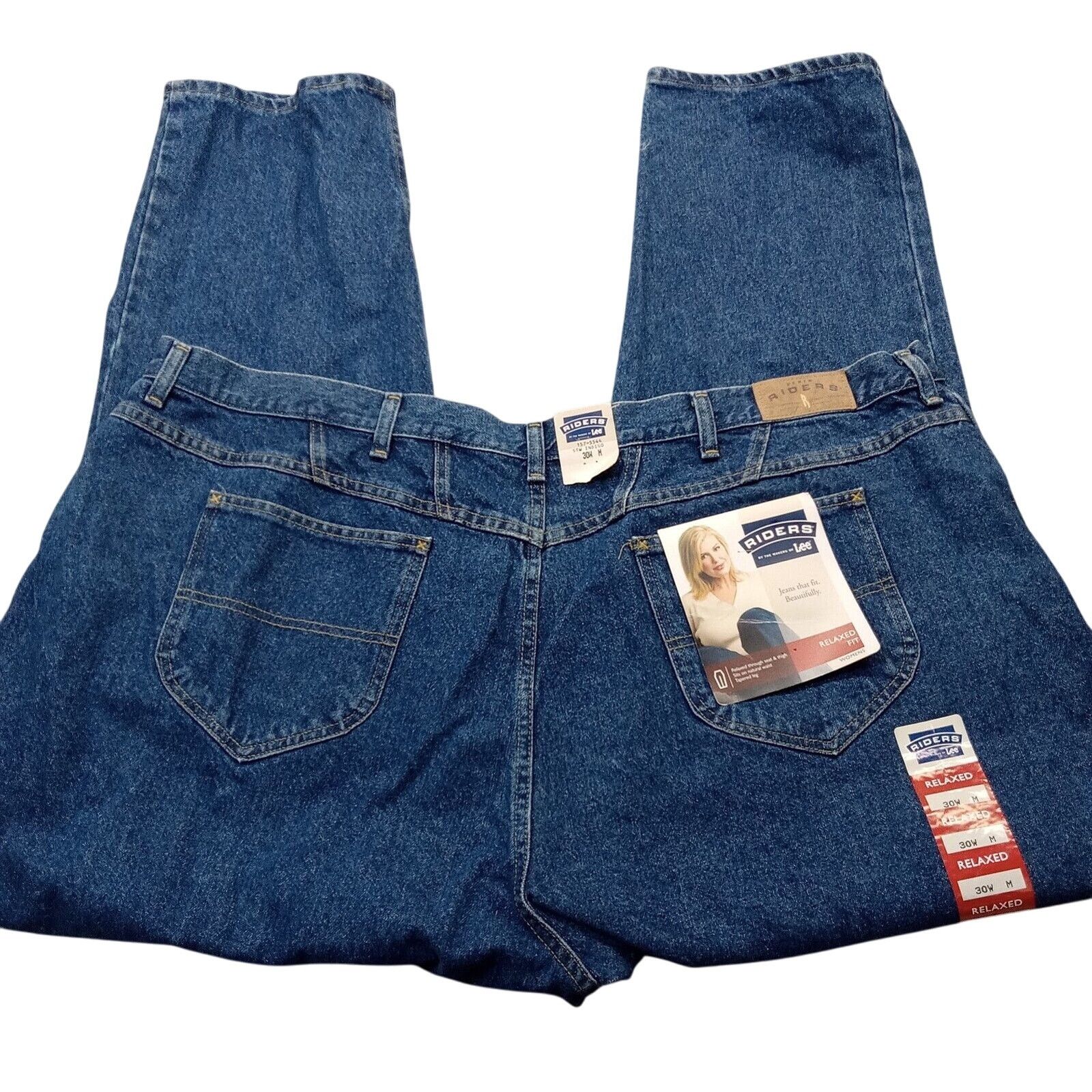 Lee New Lee Rider Jeans 30W Women's 50 X 32 High Rise Blue Denim Size 38" / US 16 / IT 52 - 3 Thumbnail