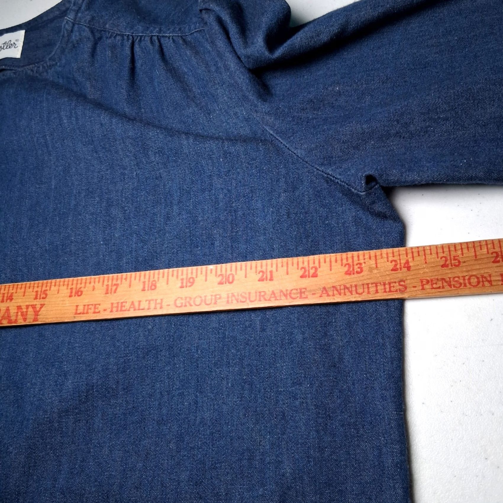 Vintage VINTAGE Wes Chestler Cross Stitch Chambray Shirt L/XL Blue Open Front Woman Regular Long Sleeve Round Neck Button Casual Cotton Chambray Handmade Size L / US 10 / IT 46 - 4 Thumbnail