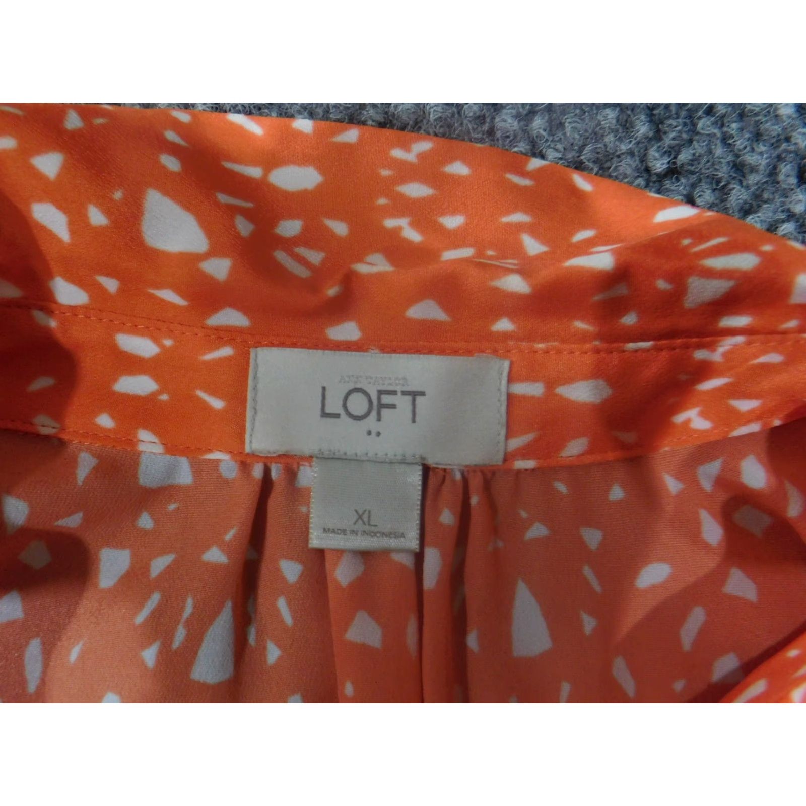 Ann Taylor Loft Ann Taylor Loft Geometric Sleeveless Collared Pullover Orange Polyester Blouse Women XL Casual Tunic Button Size XL / US 12-14 / IT 48-50 - 6 Thumbnail