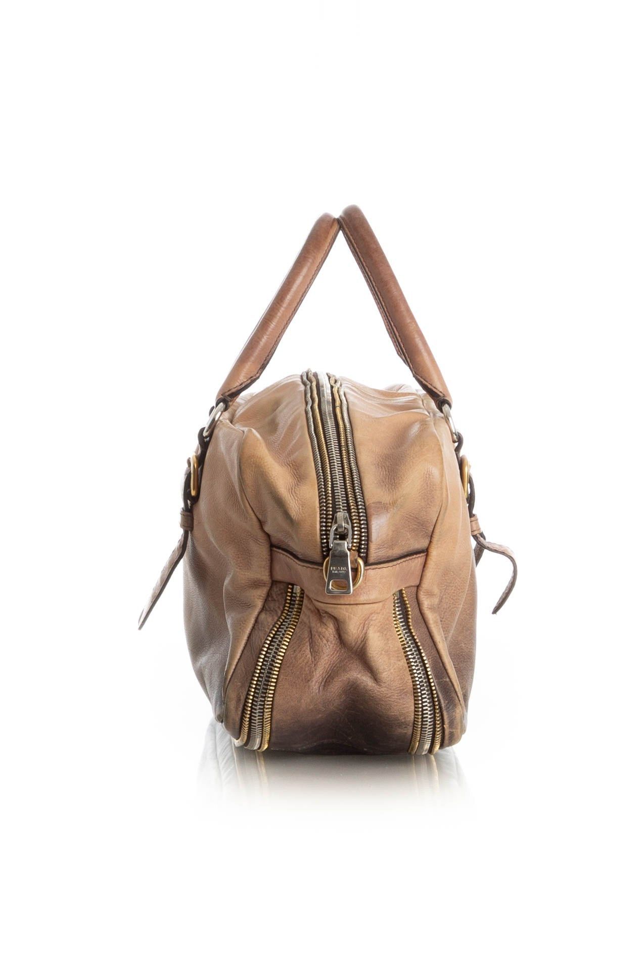 Prada PRADA Ardesia/Nudo Ombre Glace Leather Zippers Satchel Bag Size ONE SIZE - 2 Thumbnail