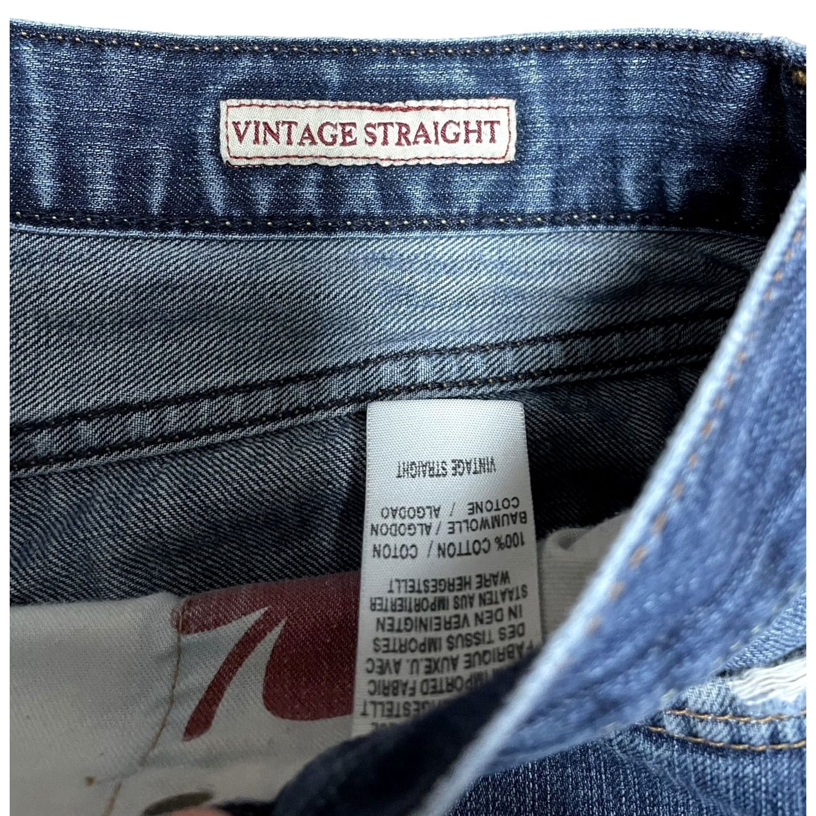 Lucky Brand VINTAGE Lucky Brand Jeans Mens Blue Denim Straight Leg 38x32 5-Pocket Belt Loops Regular Fit Stained Denim Pants Size US 38 / EU 54 - 7 Thumbnail