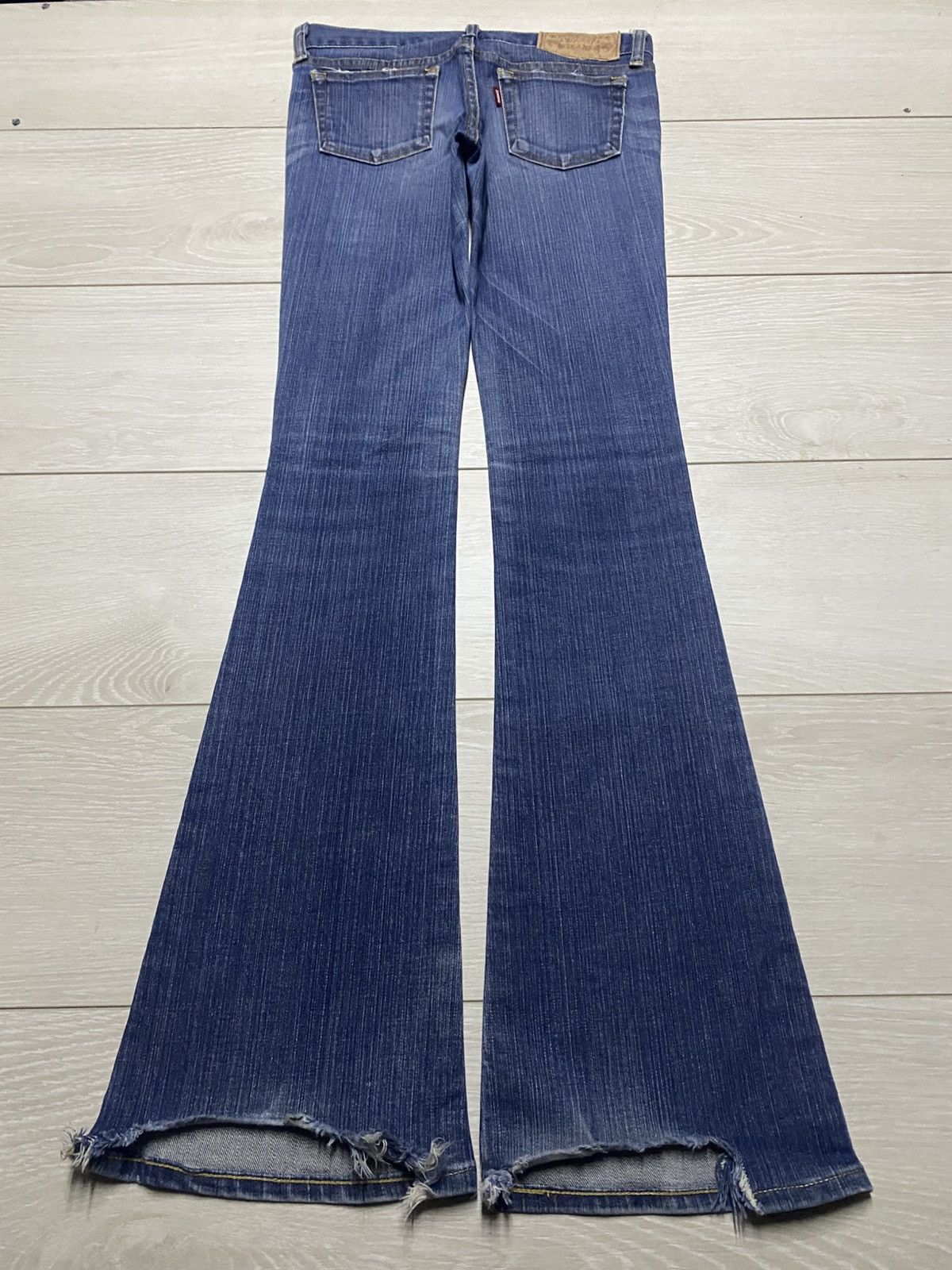Japanese Brand Moussy Blue Wash Distressed Flare Jeans