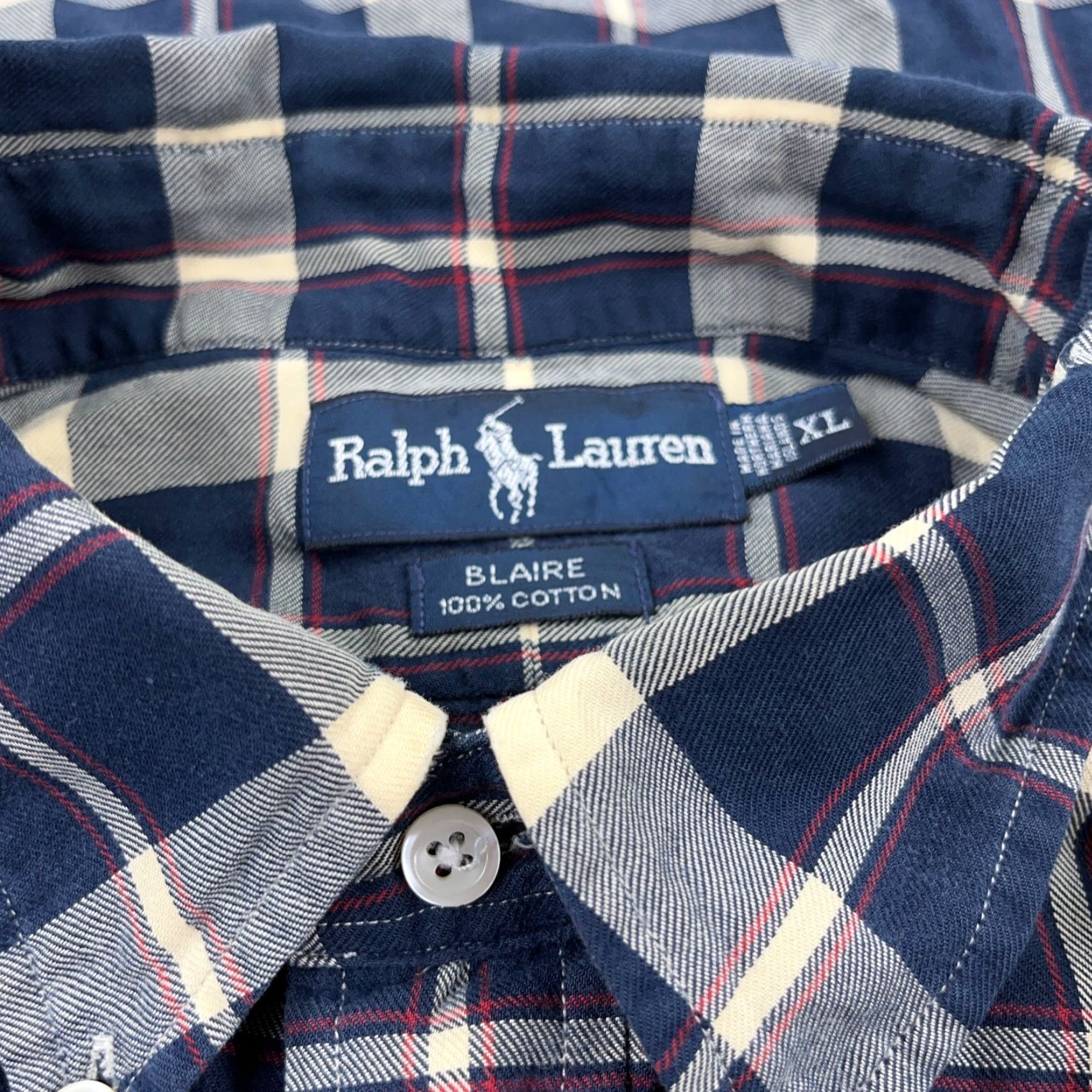 Ralph Lauren Ralph Lauren Blaire Button-Up Shirt Men XL Blue Plaid Flannel Casual Tall Shirt Size US XL / EU 56 / 4 - 3 Thumbnail
