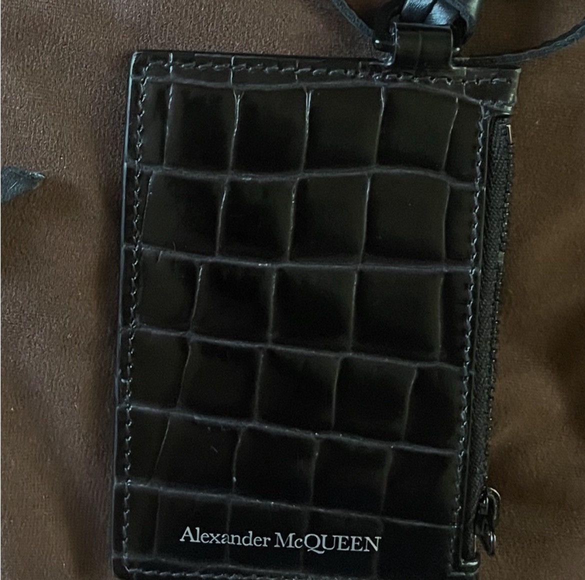 Alexander McQueen Croc-Embossed Leather Purse Card Holder