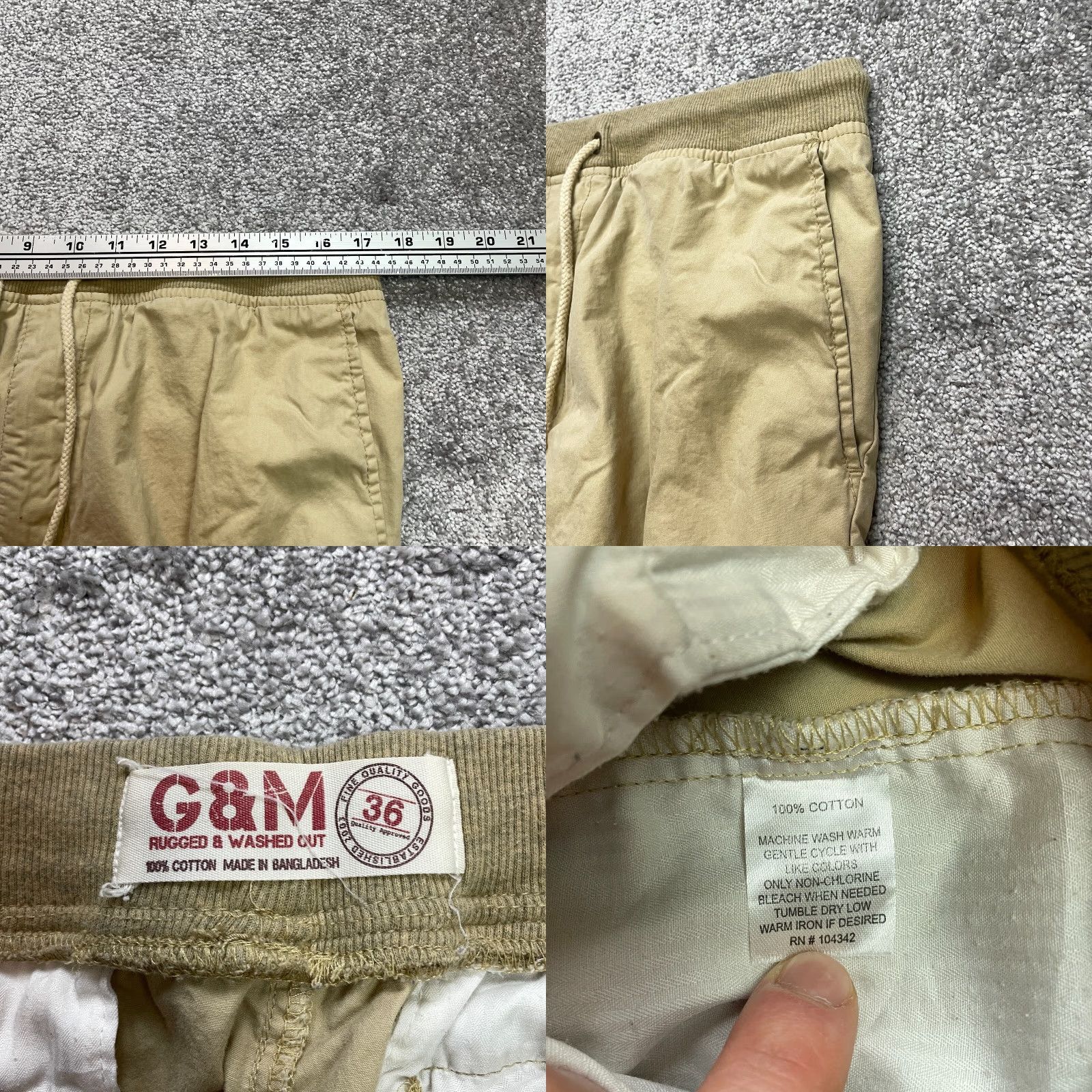 Vintage G & M Sweat Shorts Womens 36 Brown Drawstring Pockets 100% Cotton Regular Inseam 10 in Front Flat Front Casual Size 24" / US 00 / IT 34 - 8 Thumbnail