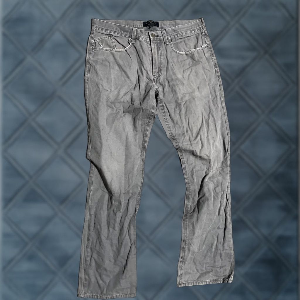 Banana Republic Banana Republic Pants 33x32 Straight Fit Flat Front Cotton Gray Khakis Canvas Size US 33 - 1 Thumbnail