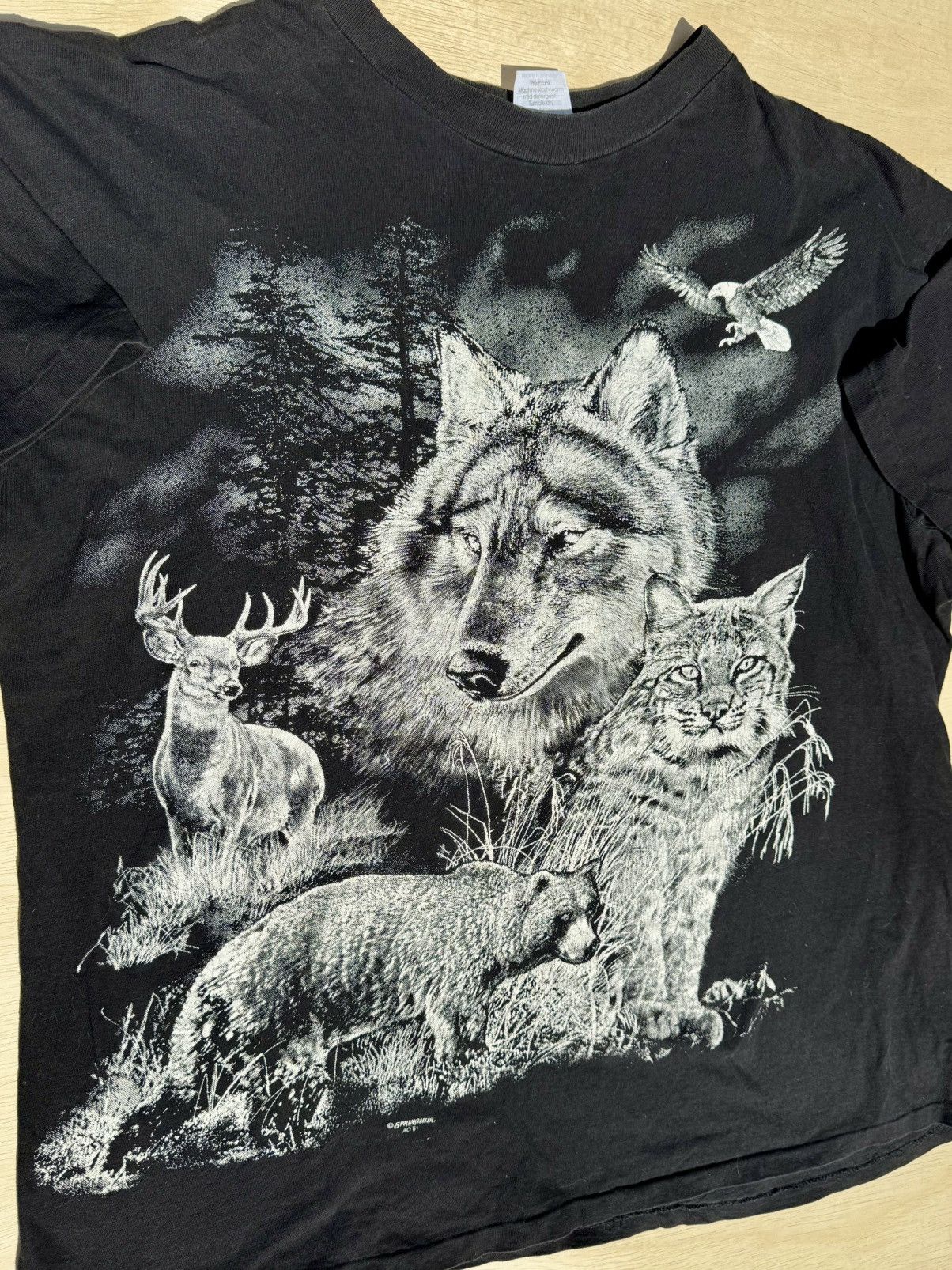 Vintage Vintage 1990 Wolf Nature All Over Print Animal AOP T-Shirt Size US XL / EU 56 / 4 - 3 Thumbnail