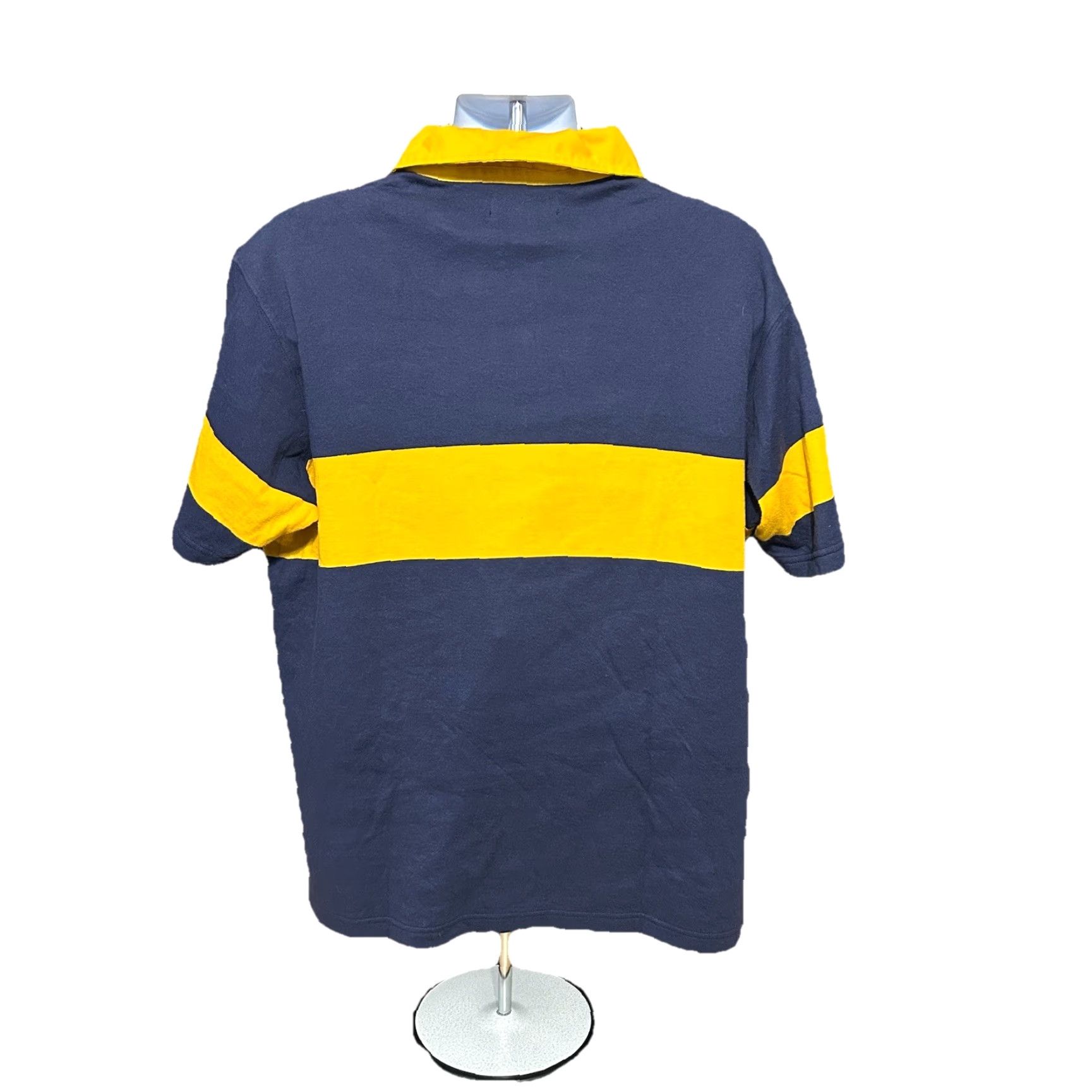 Polo Ralph Lauren VTG Polo Ralph Lauren Polo Shirt Men XL Navy Blue Yellow Stripe Pony Chest Size US XL / EU 56 / 4 - 4 Thumbnail