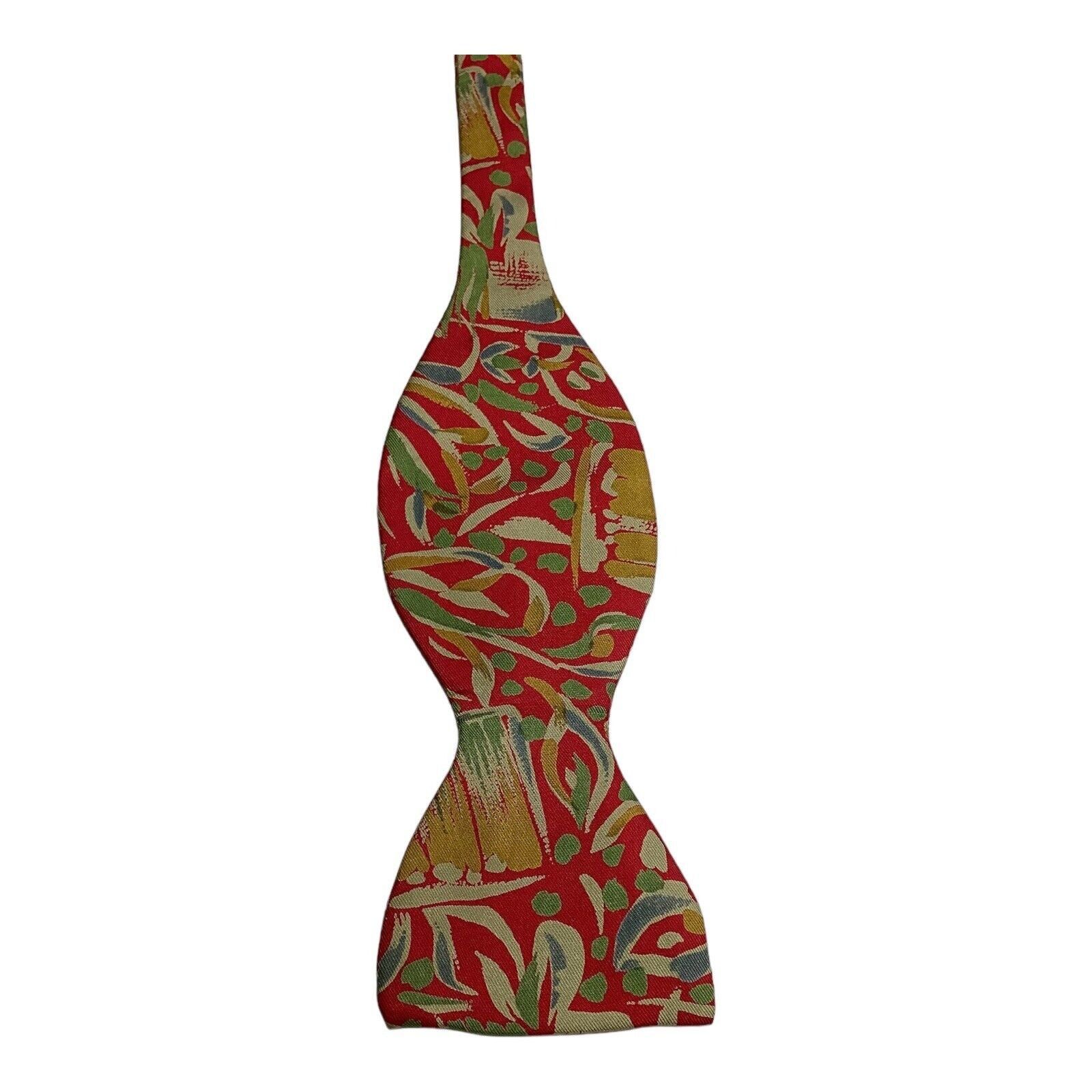 Other TIE RACK Red Art Print Adjustable Self Bow Tie Silk W: 2.2" Size ONE SIZE - 3 Thumbnail