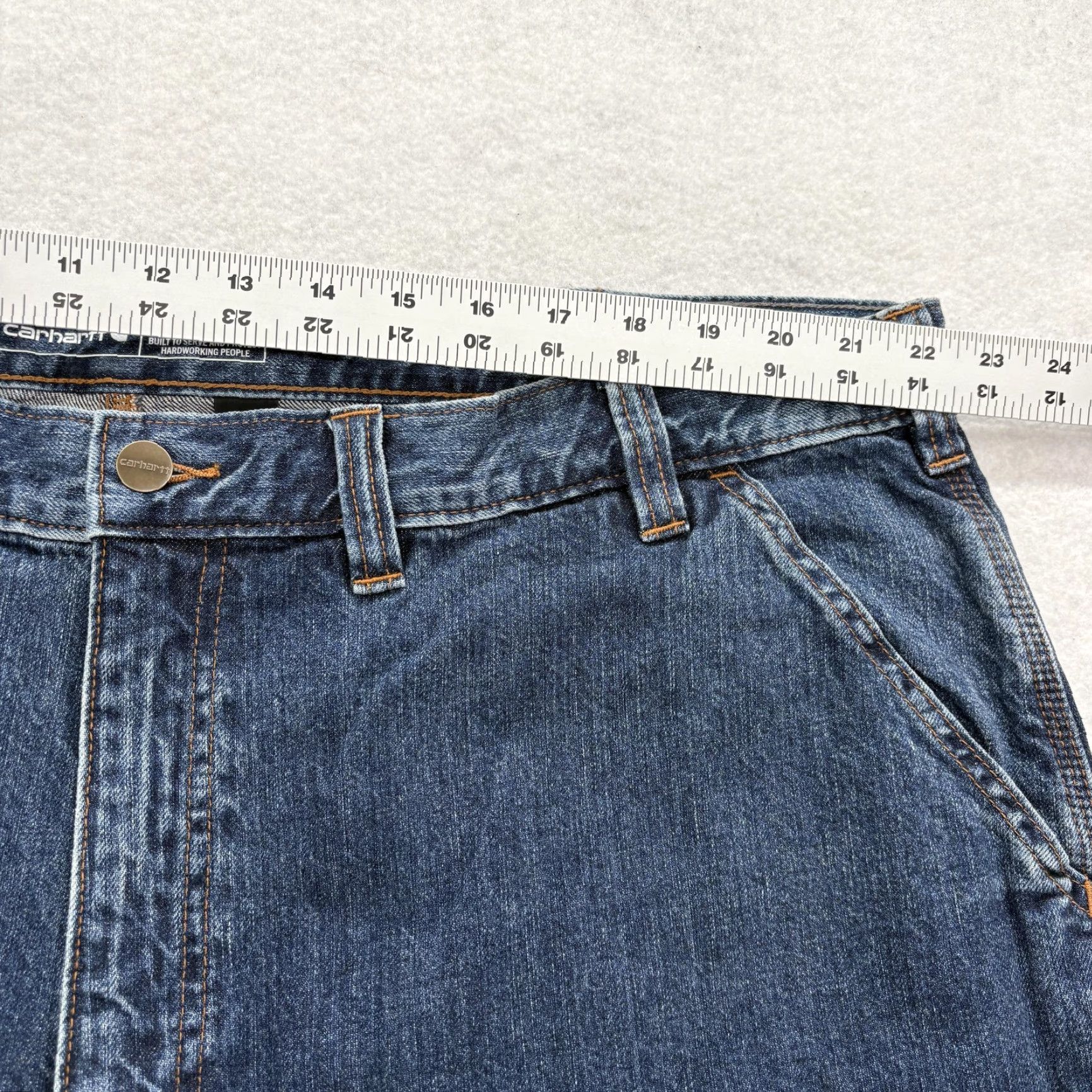 Carhartt VINTAGE Carhartt Utility Jeans Mens 44x34 Blue Medium Wash Loose Fit Denim Workwear NWT Size US 44 / EU 60 - 7 Thumbnail