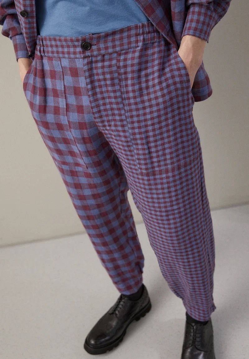 Henrik Vibskov !DS! SS22 Henrik Vibskov Mads Purple Checks Casual Pants Size US 32 / EU 48 - 4 Thumbnail