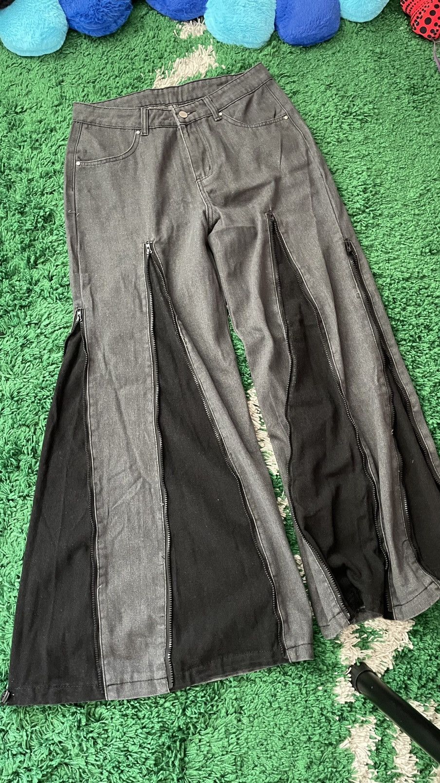 Vintage Flare baggy zipper jeans flared goth Size US 31 - 4 Thumbnail