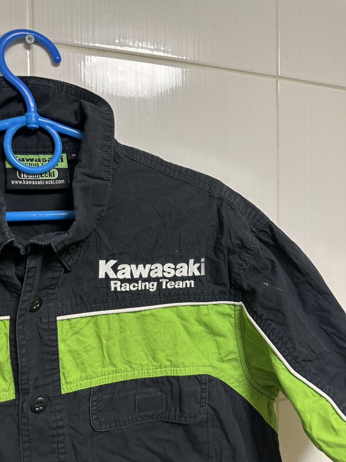 Vintage vintage 2002 Kawasaki team racing eckl button up shirt Size US M / EU 48-50 / 2 - 2 Thumbnail