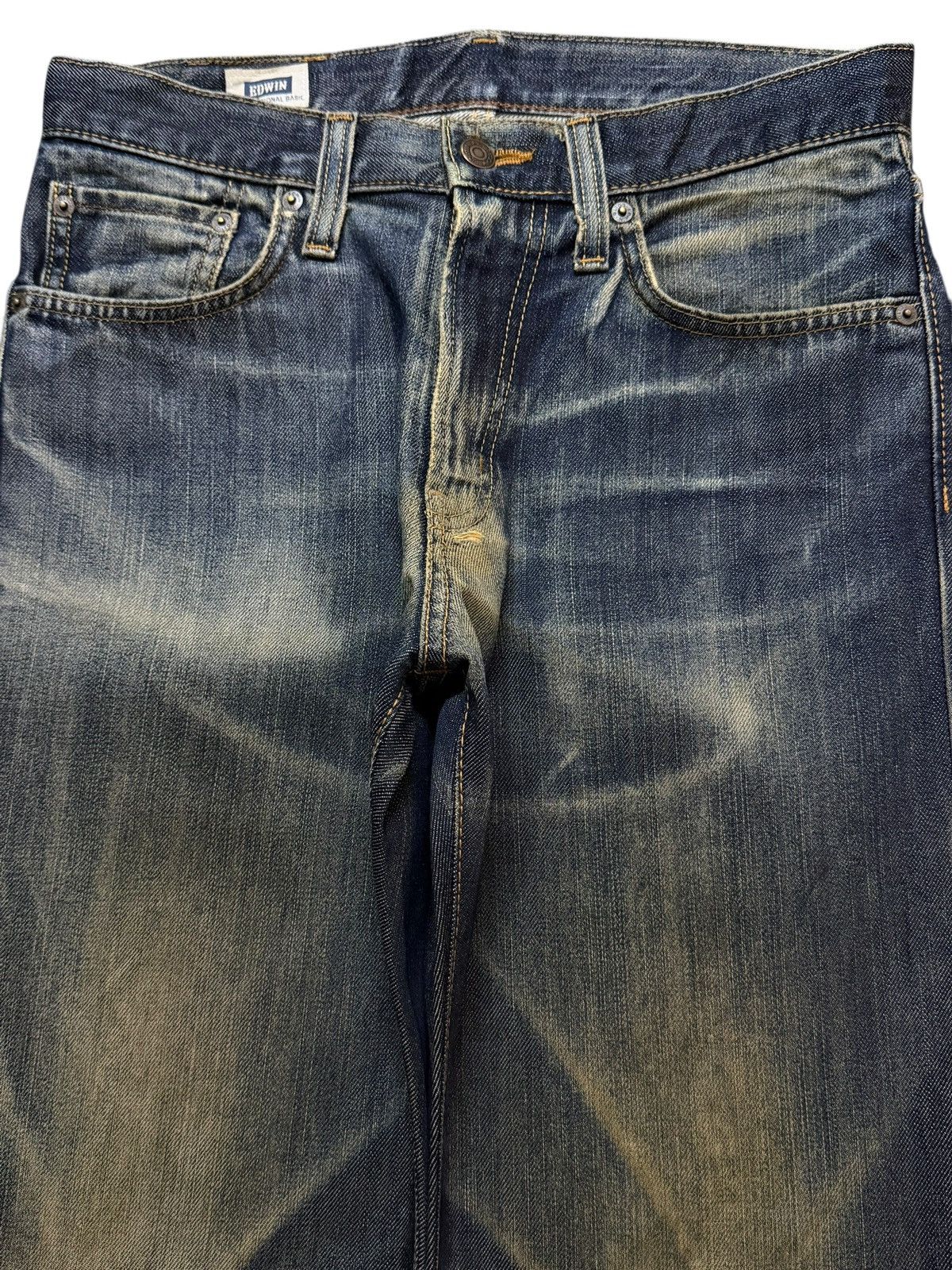 Edwin Vintage 90s Japan Edwin 404 Blue Mud Wash Whisker Loose Fit Size US 30 / EU 46 - 3 Thumbnail