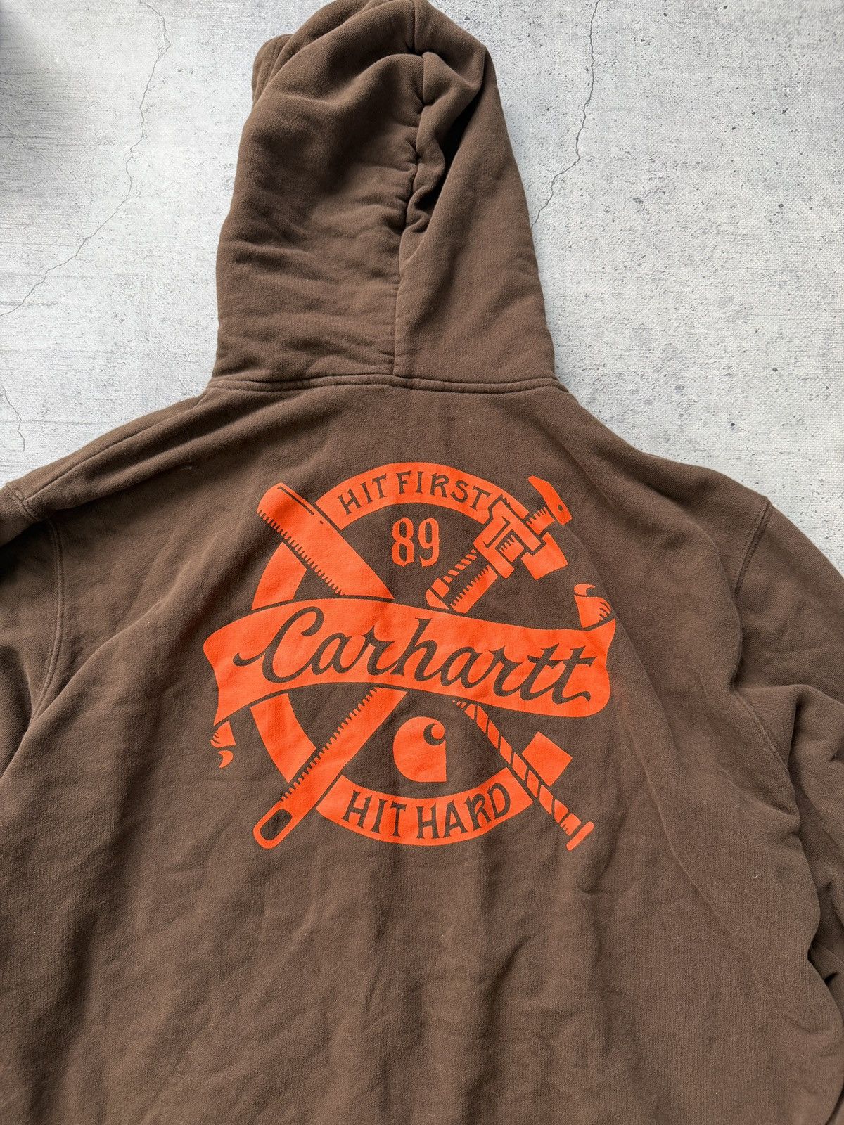 Carhartt Rare Brown Carhartt Zip Hoodie Y2K Sun Faded Vintage Size US XL / EU 56 / 4 - 8 Thumbnail