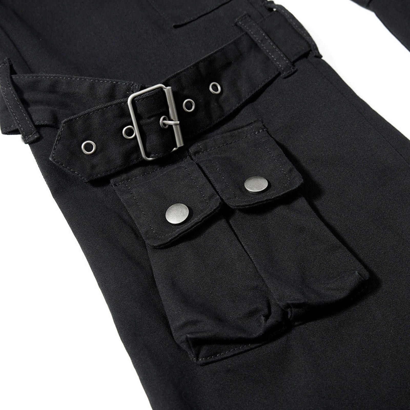 Other Black Flared Cargo Pants with Buckle and Pocket Details Size US 30 / EU 46 - 4 Thumbnail