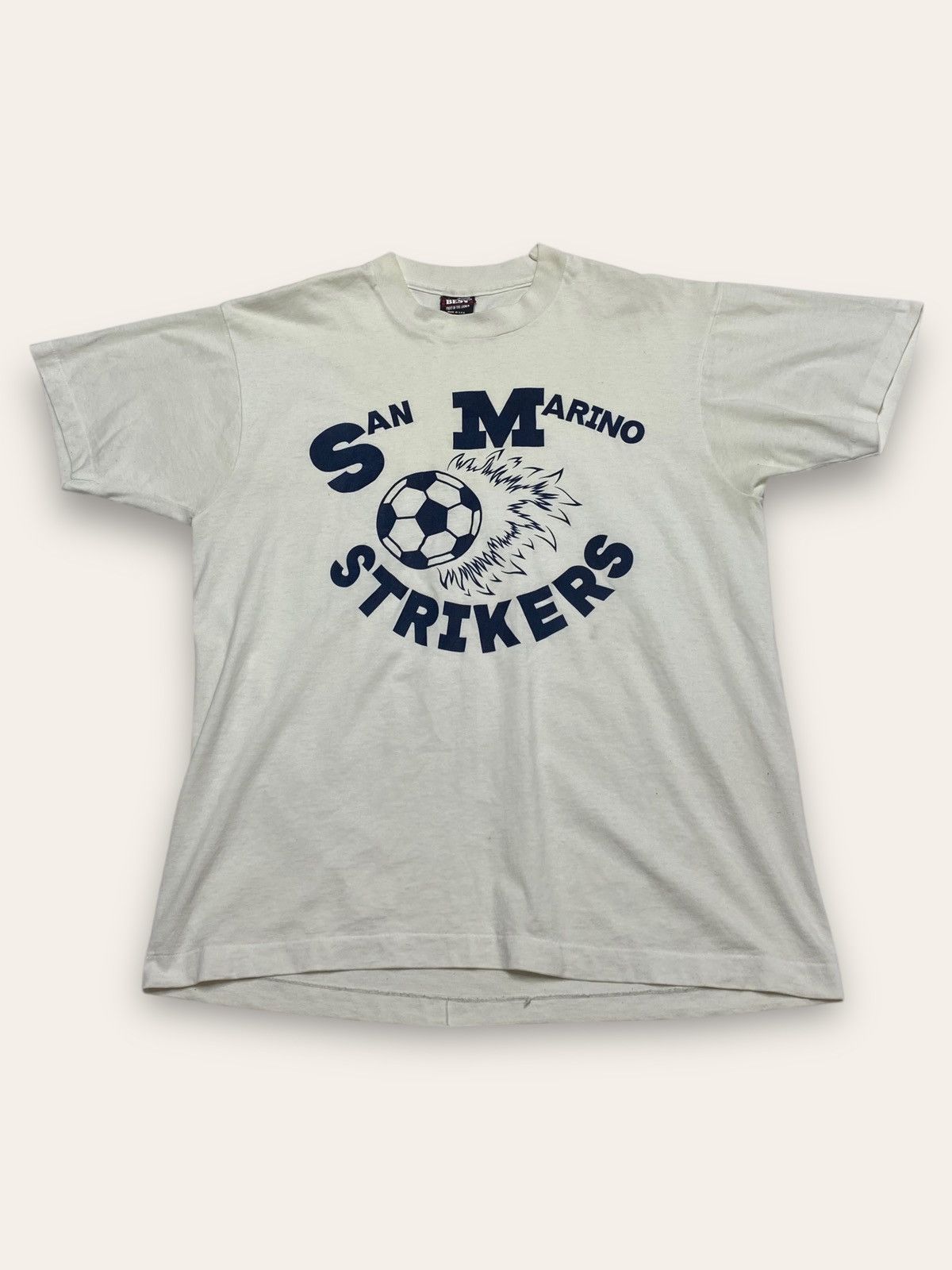 Vintage 90s Vintage SAN MARINO STRIKERS Big Logo Single Stitch Tee Size US M / EU 48-50 / 2 - 1 Thumbnail