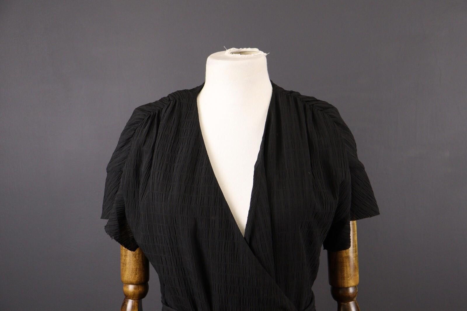 The Unbranded Brand AllSaints Black Short Sleeve Ruffle Dress Size UK 12 / US 8 Size XL / US 12-14 / IT 48-50 - 2 Thumbnail