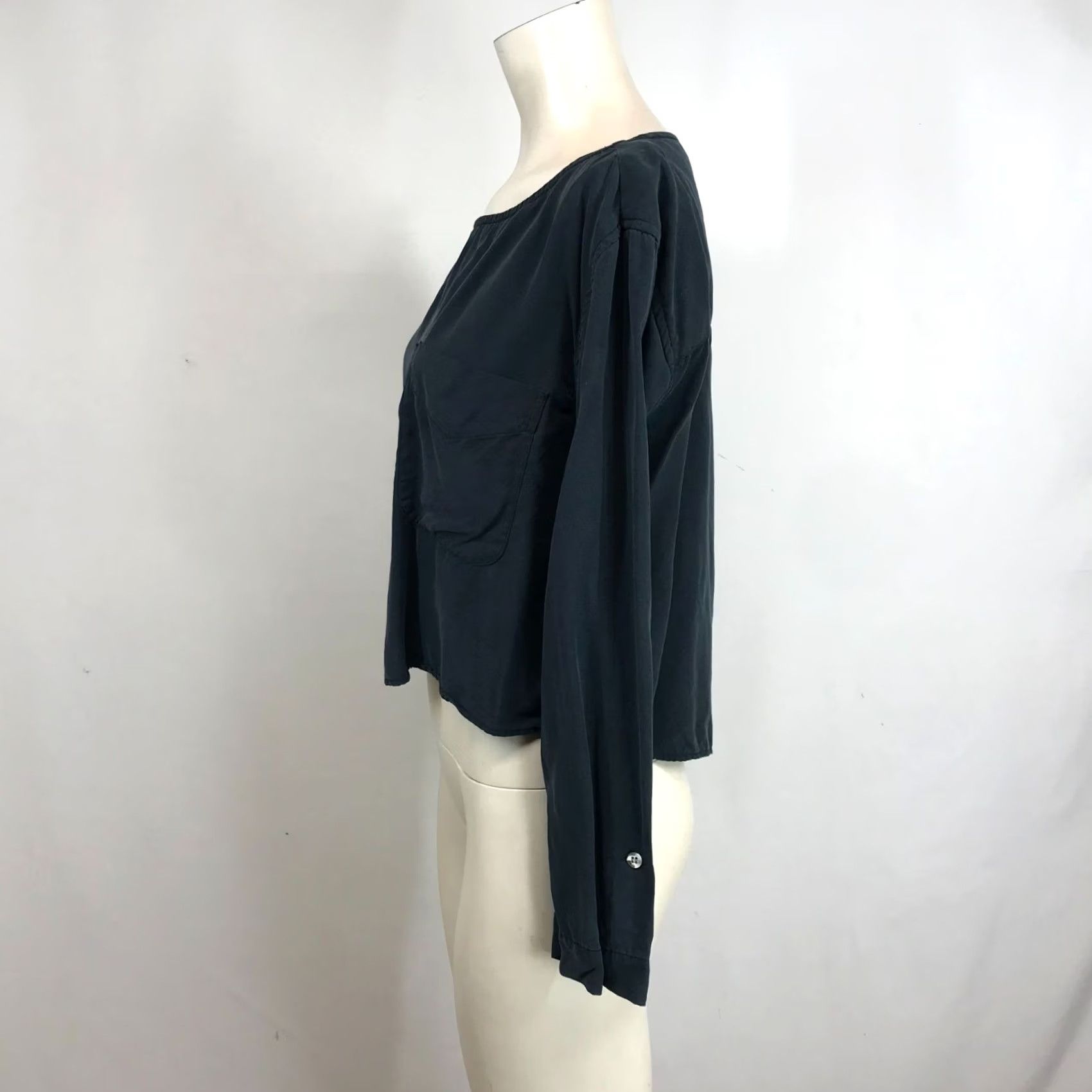 Mara Hoffman MARA HOFFMAN - Women Small - Black Long Sleeve Round Neck Blouse Size S / US 4 / IT 40 - 6 Thumbnail