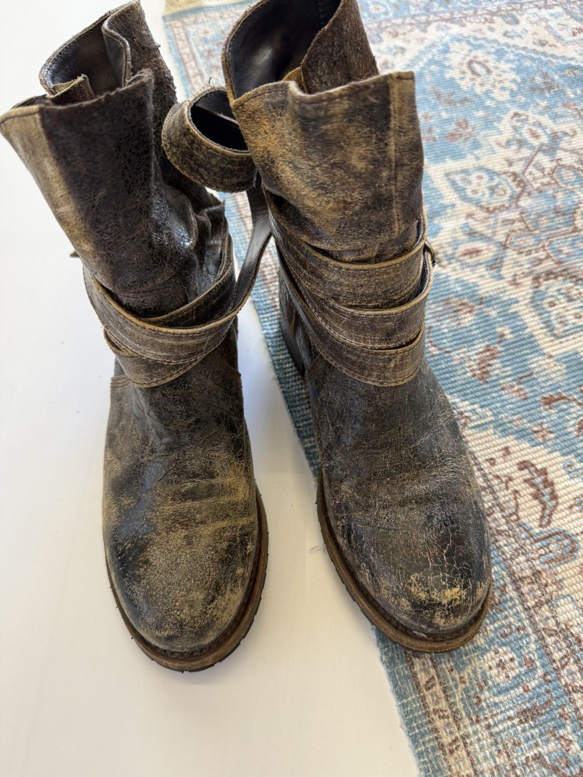Sendra Sendra Distressed Leather Biker Boots Size 38 Size US 8 / IT 38 - 4 Thumbnail