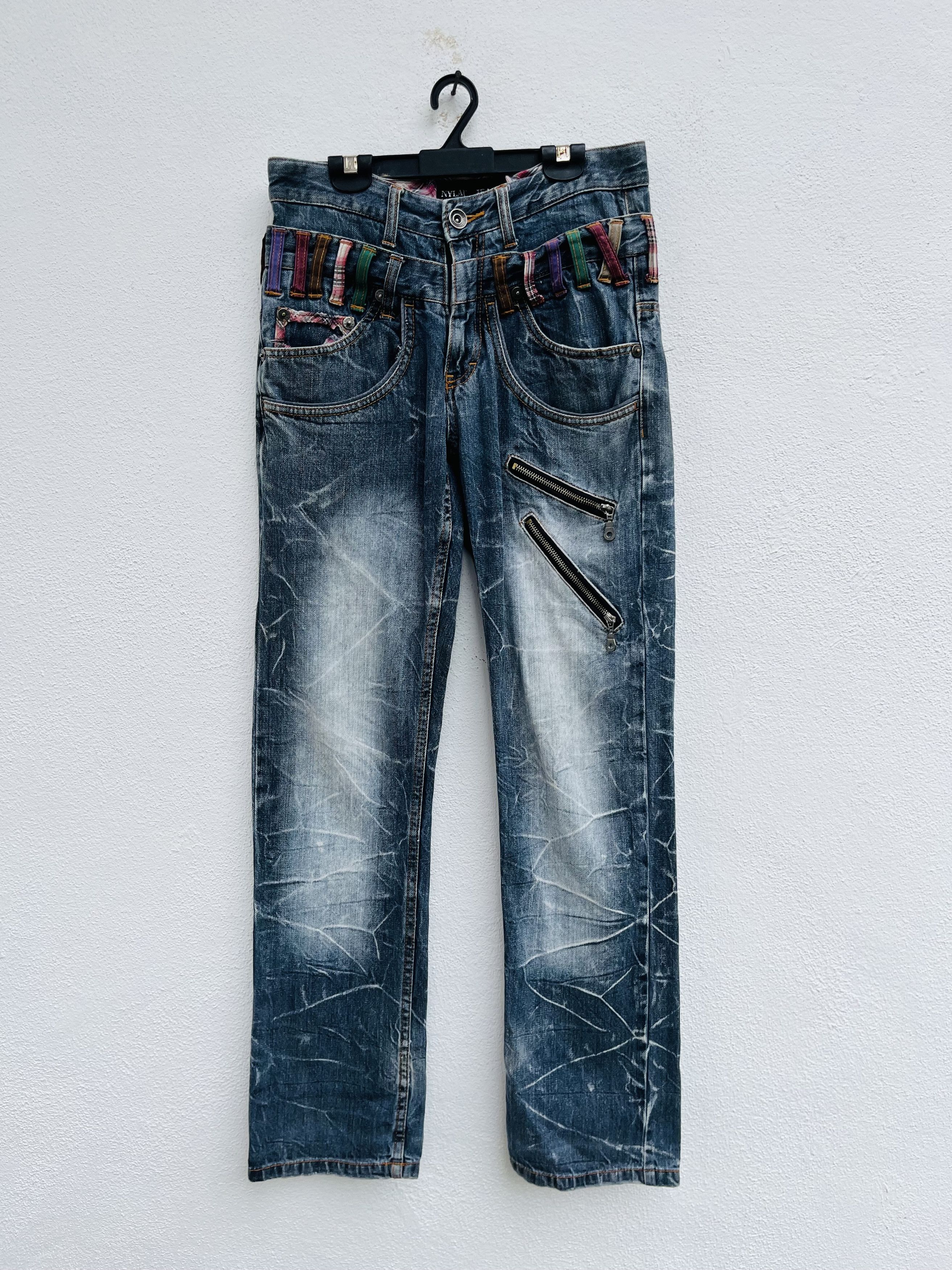 Japanese Brand × Vintage Vintage Nylaus Jeans Japanese Distressed Fashion Style Size US 29 - 1 Thumbnail
