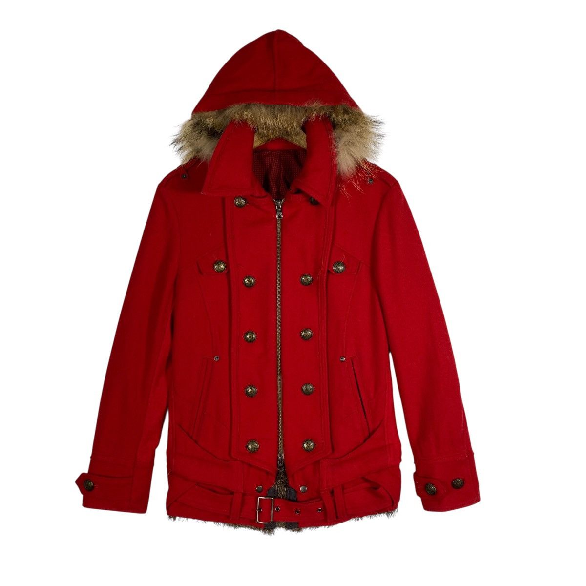 PPFM Vintage Ppfm Faux Fur Hoodie Zipper Jacket S Size Red Colour Size US S / EU 44-46 / 1 - 1 Thumbnail