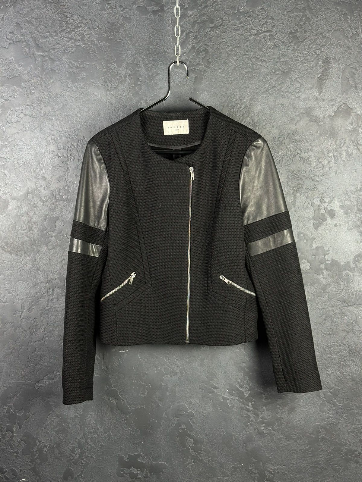 Sandro Sandro Light Biker Jacket Cotton-Leather Women’s 40 Size S / US 4 / IT 40 - 1 Thumbnail