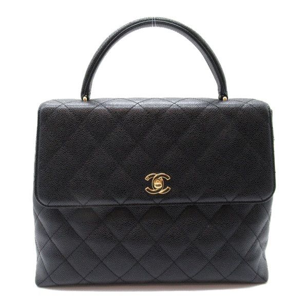 image of Chanel Cc Caviar Kelly Handbag in Black, Women's