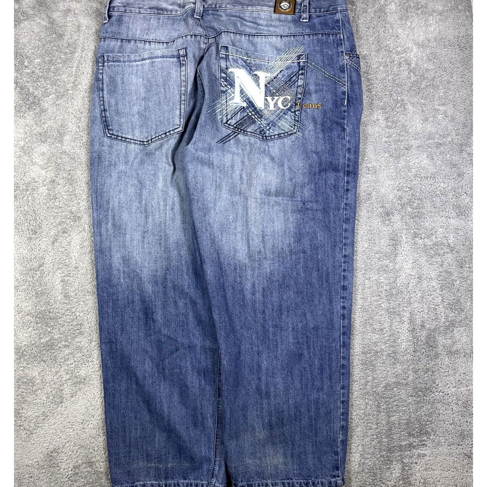 Denime 212 NYC Baggy Wide Leg Streetwear Y2K Fade Denim Skater Grunge Mens Jeans Blue Zip Size US 30 / EU 46 - 5 Thumbnail