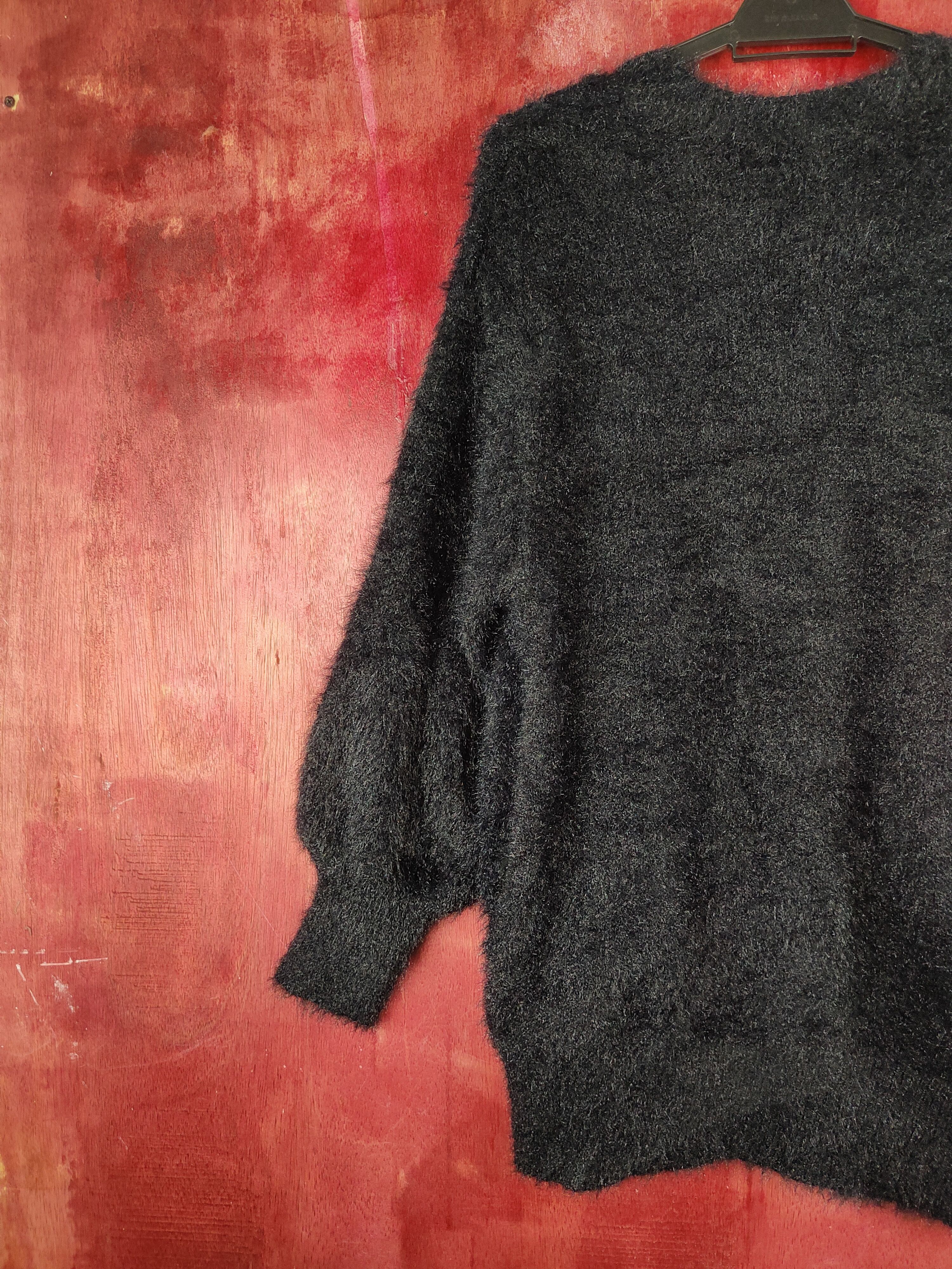 Aran Isles Knitwear GU Black Shag Shaggy Fur Mohair Knitwear Cardigan #S1904 Size L / US 10 / IT 46 - 9 Thumbnail