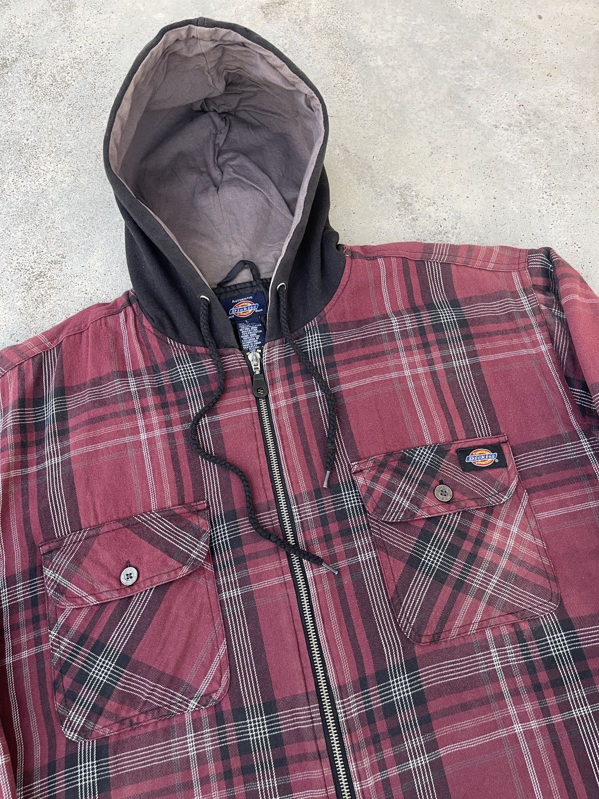 Carhartt × Dickies × Vintage Vintage Distressed Dickies Quilted Flannel Zip Up Hoodie Size US XL / EU 56 / 4 - 7 Thumbnail