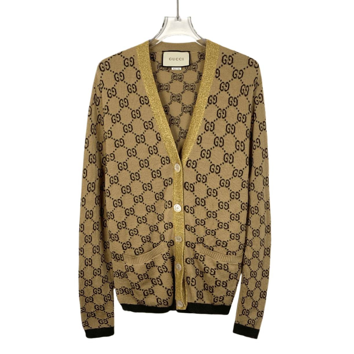 Gucci Gucci Monogram Wool Sweater Brown V-Neck Knit (Size XS) Size XS / US 0-2 / IT 36-38 - 1 Thumbnail