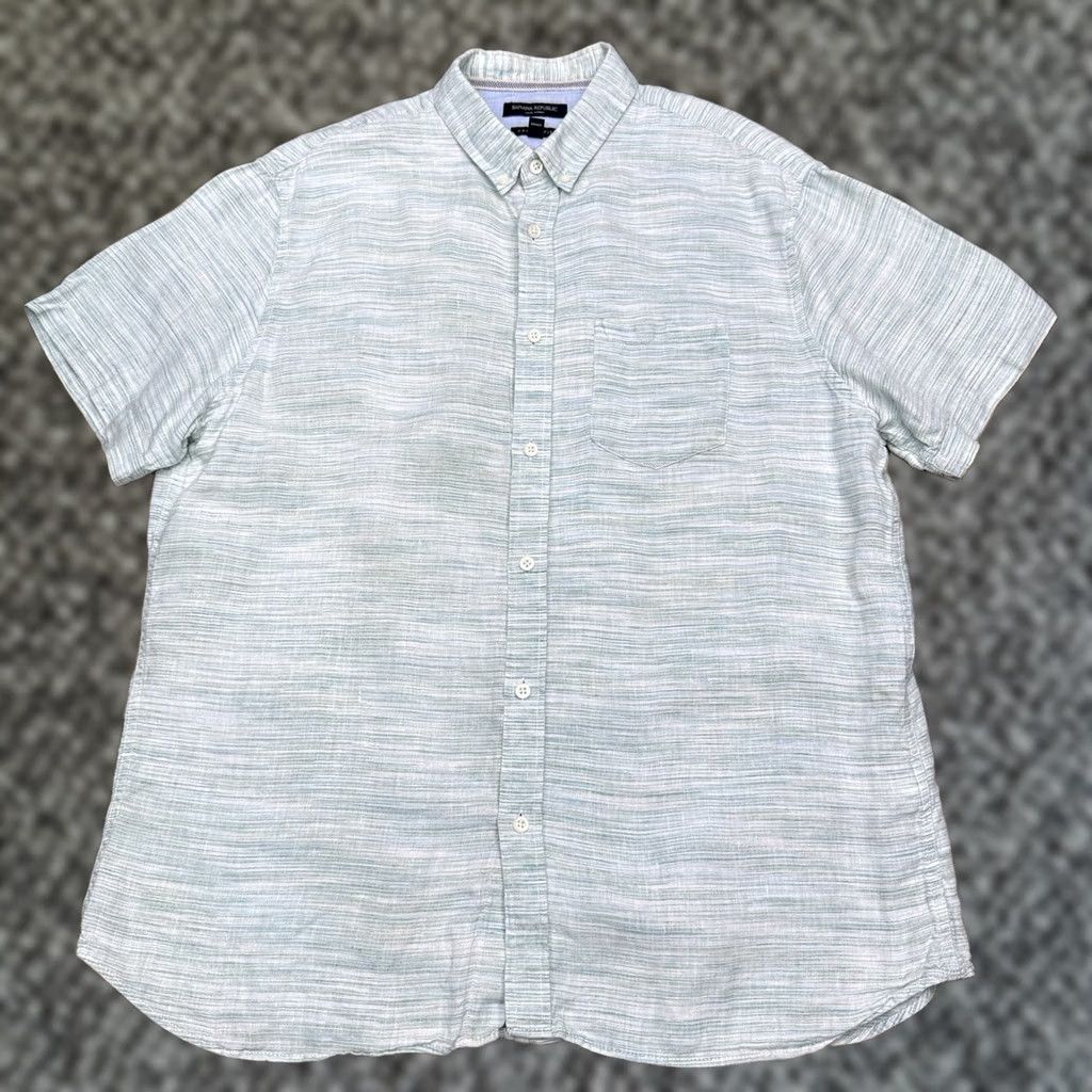 Banana Republic Banana Republic Linen Shirt Mens XL Green Button Up Size US XL / EU 56 / 4 - 1 Thumbnail