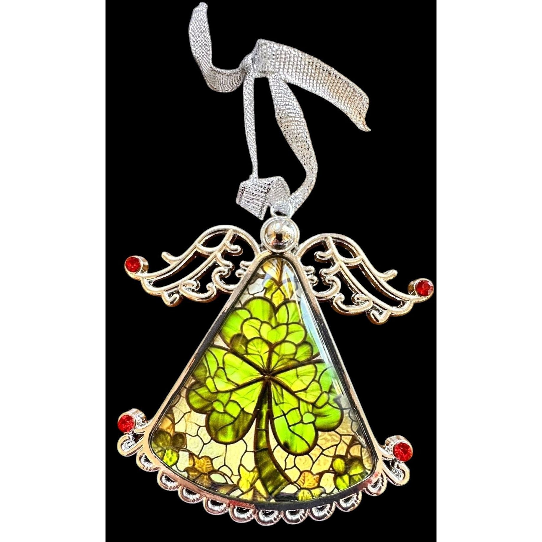 Handmade Shamrock Angel Christmas Ornament New Celtic Glass Savannah Size ONE SIZE - 5 Thumbnail