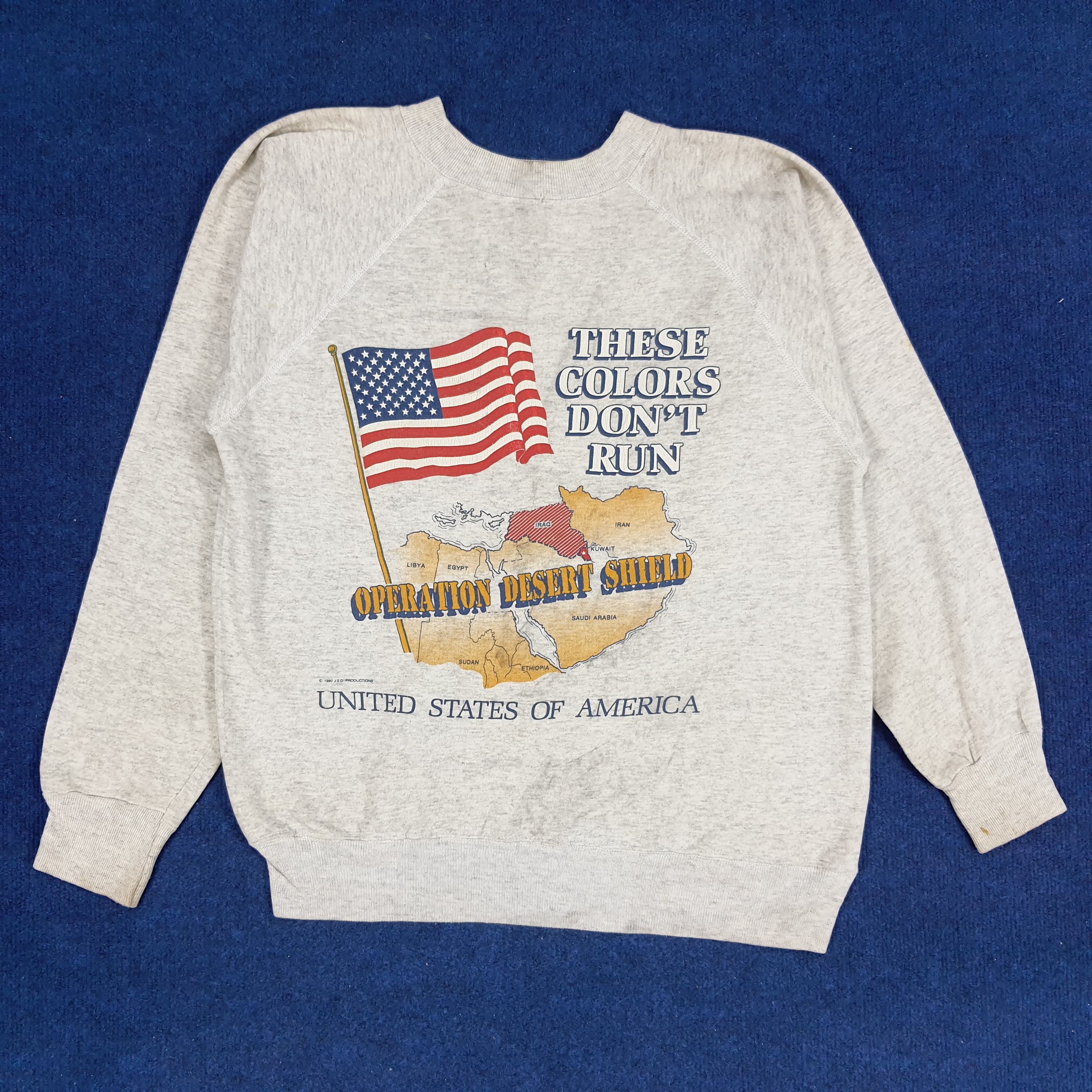 Vintage Vintage 90s United State of America Run Sweatshirt Size US M / EU 48-50 / 2 - 1 Thumbnail