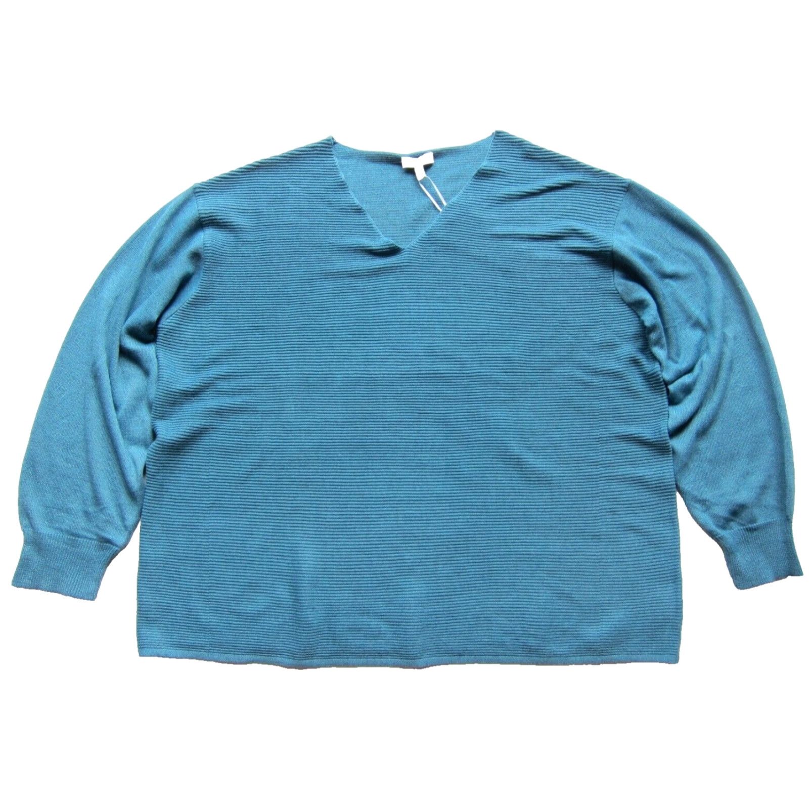 Vintage NWT Ella Moss Blue Ribbed V-Neck Long Sleeve Pullover Tunic Sweater XXL Size XXL / US 16-18 / IT 52-54 - 2 Thumbnail