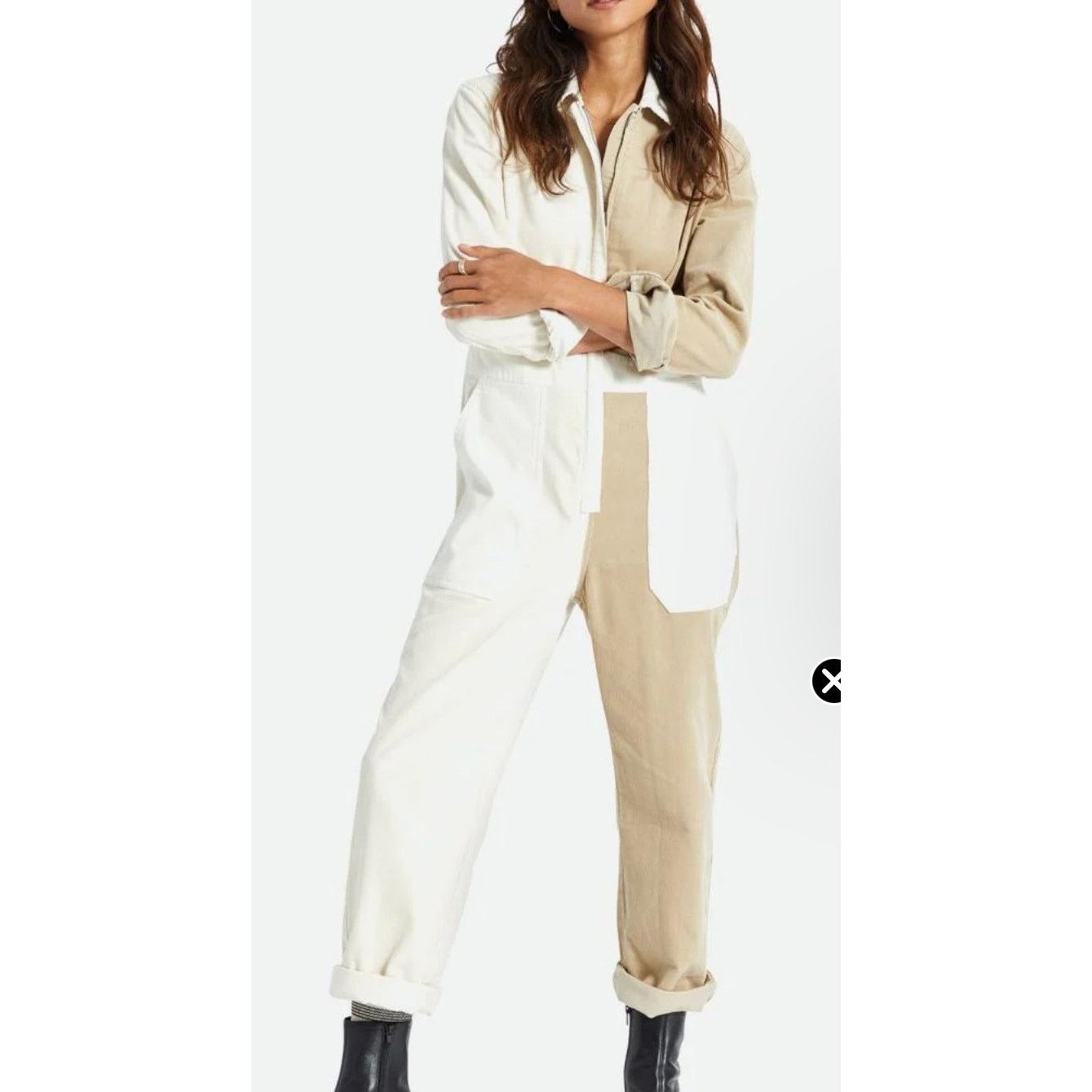 Brixton Doug's Hood River Mersey Coverall Dove Vanilla Jumpsuit NWT Size 26" / US 2 / IT 38 - 5 Thumbnail