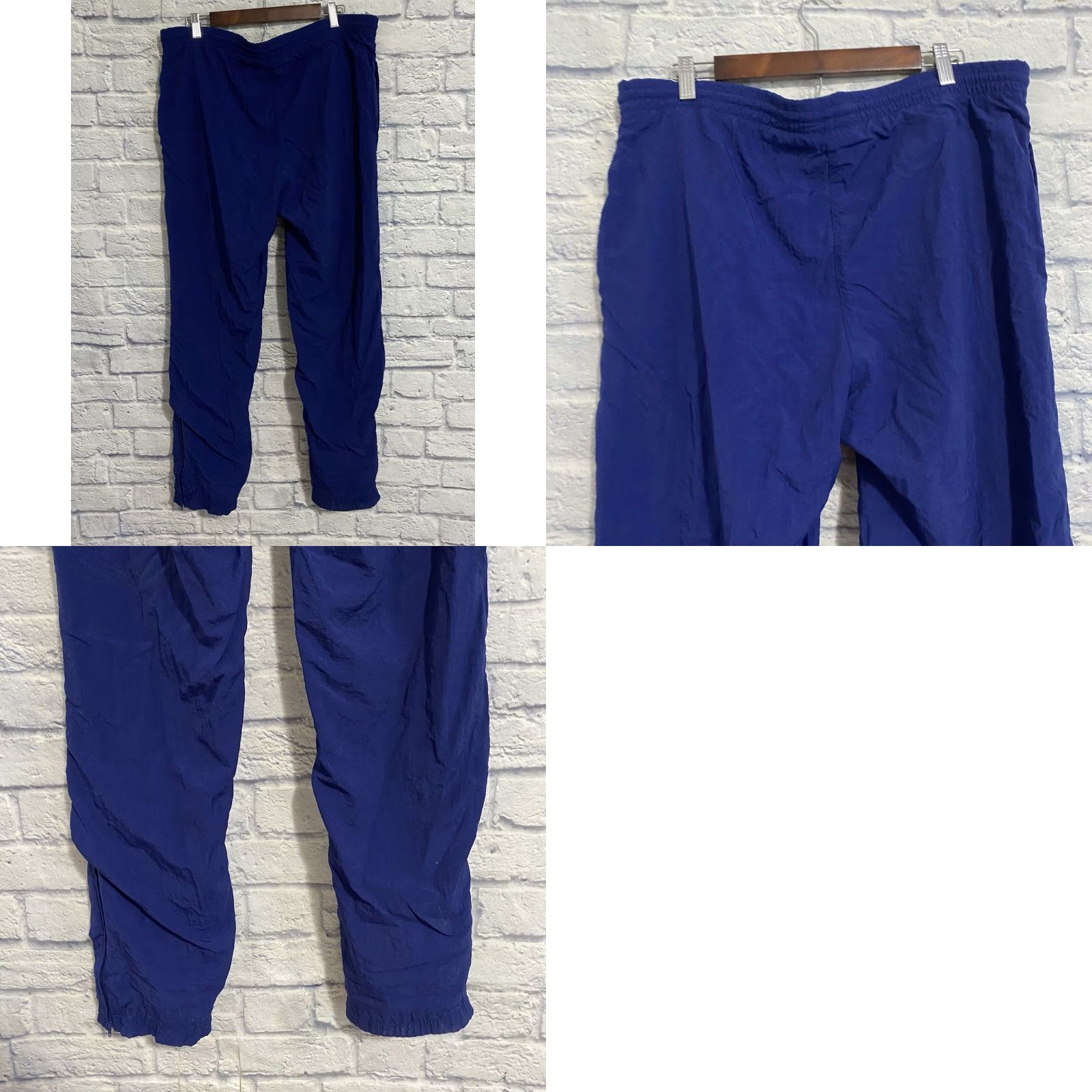 Adidas VINTAGE Adidas Blue Zipped Hem Lined Windbreaker Track Sweatpants Mens Med Pants 90s Sports Size US 31 - 8 Thumbnail