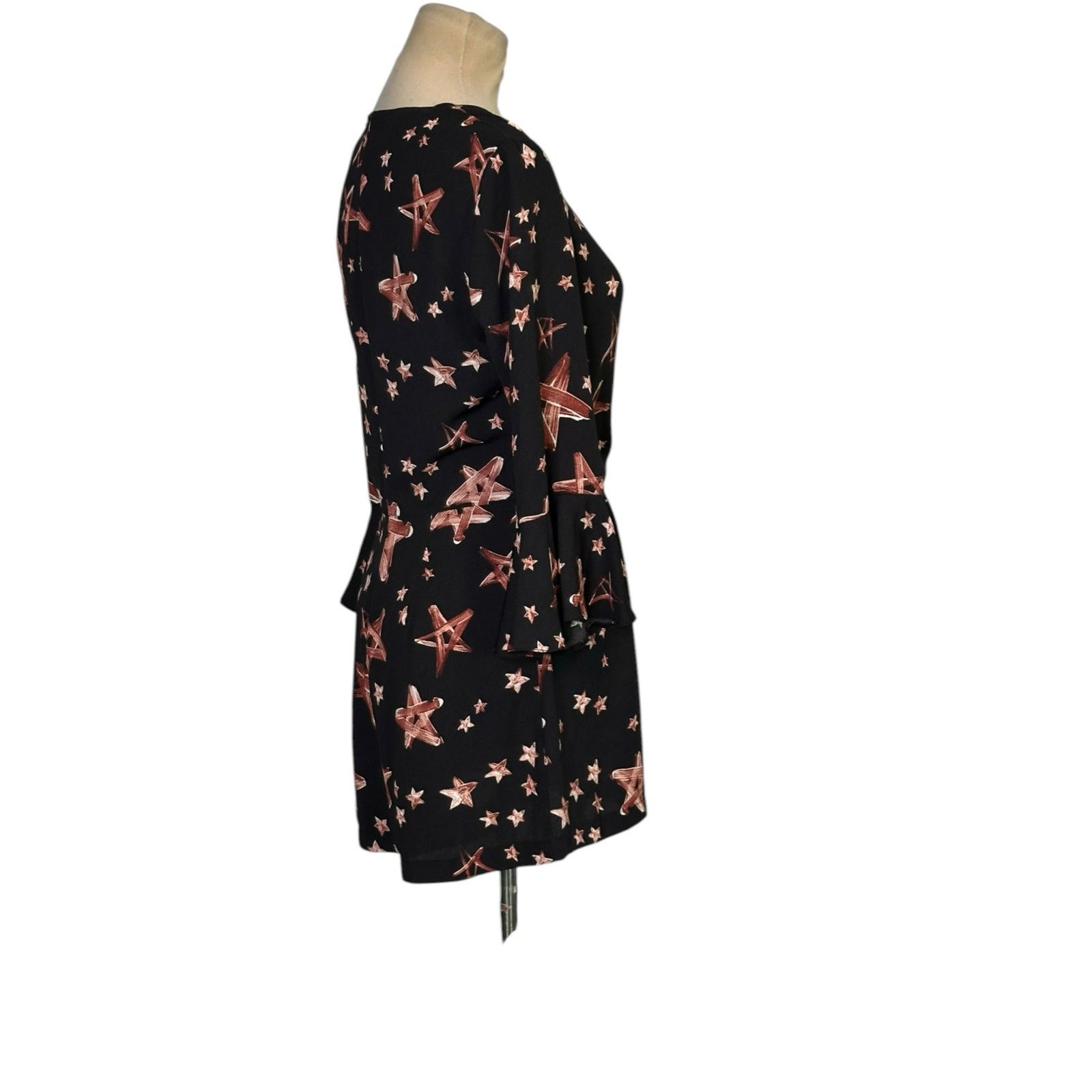 Topshop Topshop black brown stars print 3/4 sleeves romper size 4 Size 27" / US 4 / IT 40 - 12 Thumbnail