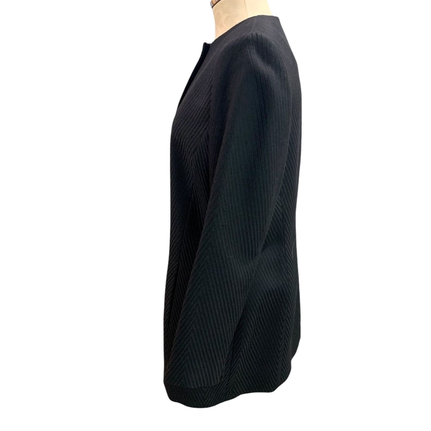 Ellen Tracy VINTAGE Linda Allard Ellen Tracy Womens Jacket Black Ribbed Wool Blend Size 14 Plus - Jacket Womens Black Ribbed 14 Linda Allard Ellen Tracy Size XL / US 12-14 / IT 48-50 - 5 Thumbnail