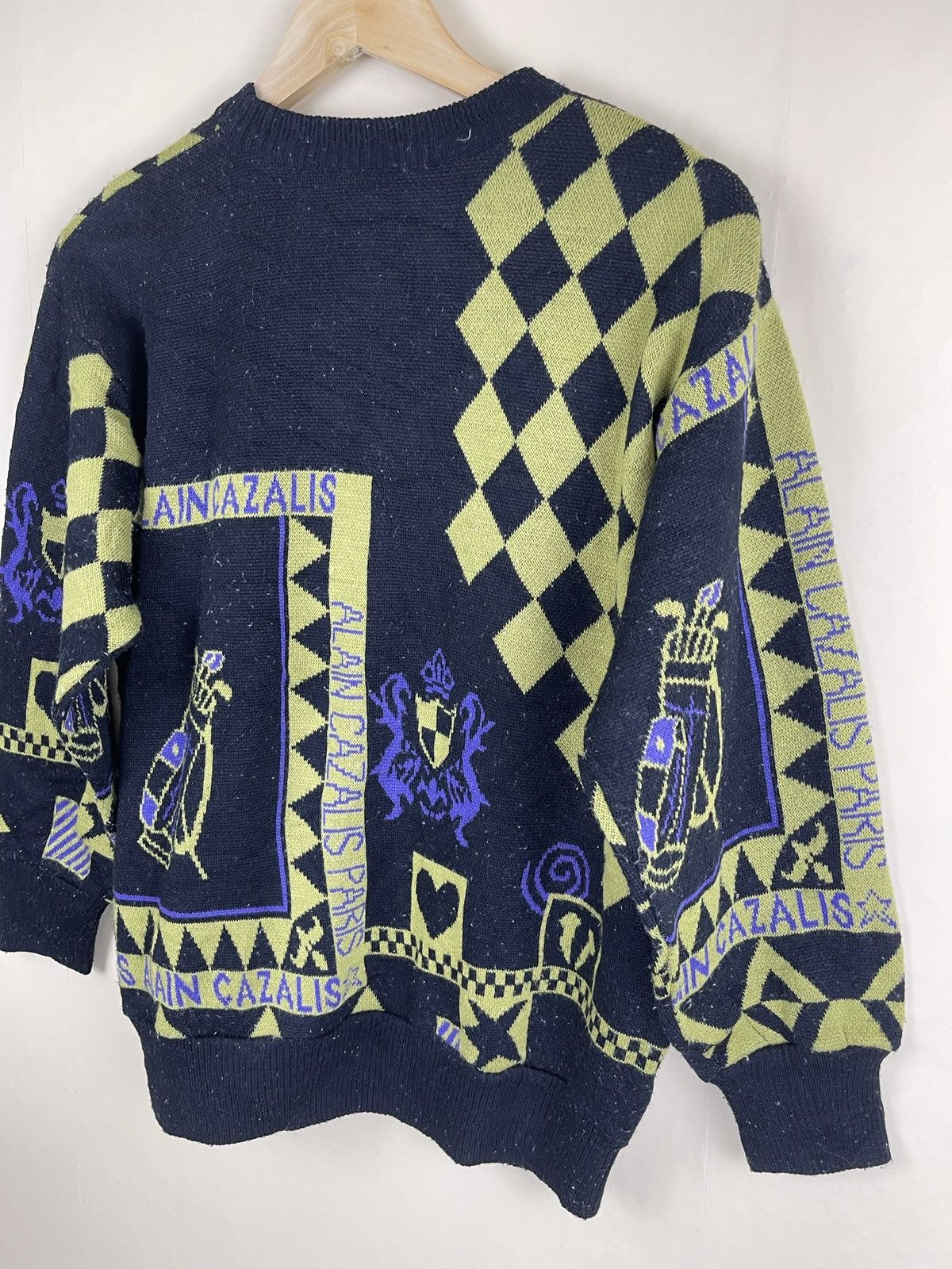 Designer × Vintage VINTAGE ALAIN CAZALIS PARIS FULL PRINTED KNIT SWEATSHIRT Size US M / EU 48-50 / 2 - 8 Thumbnail