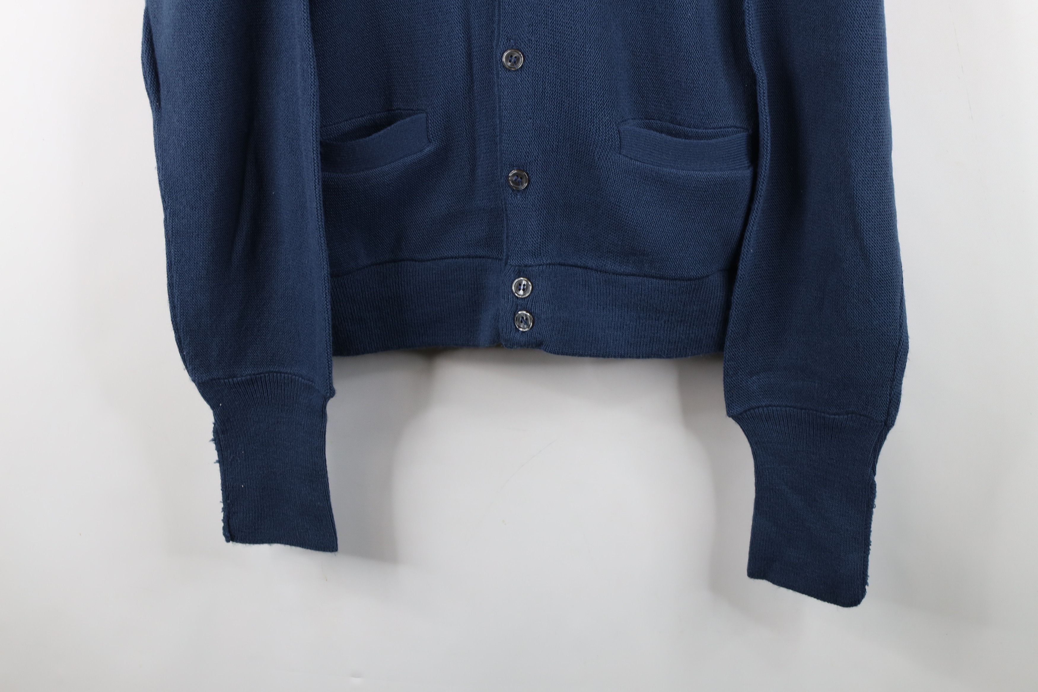 Vintage Vintage 70s Streetwear Blank Knit Cardigan Sweater Blue USA Size US M / EU 48-50 / 2 - 3 Thumbnail