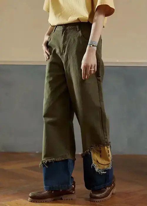 Jean Fashion retro smiley face patchwork jeans pants Size US 32 / EU 48 - 2 Thumbnail
