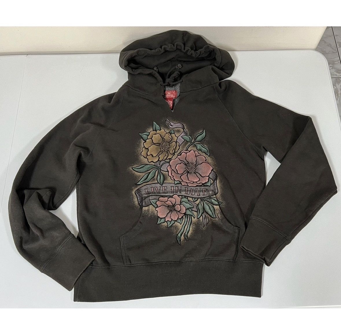 Lucky Brand Lucky Brand ‘Live in Love’ Y2K Sweatshirt Hoodie Size L 🌹✨ Size L / US 10 / IT 46 - 4 Thumbnail