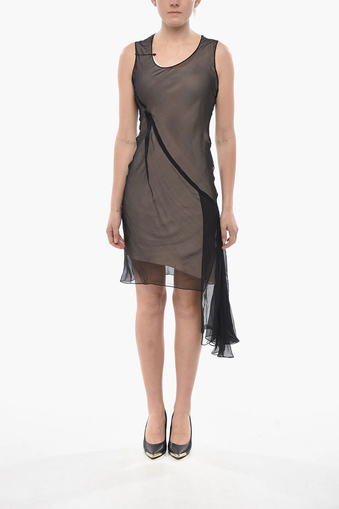 Givenchy og1mm0326 Silk Chiffon Mini Dress in Black Size XS / US 0-2 / IT 36-38 - 4 Thumbnail