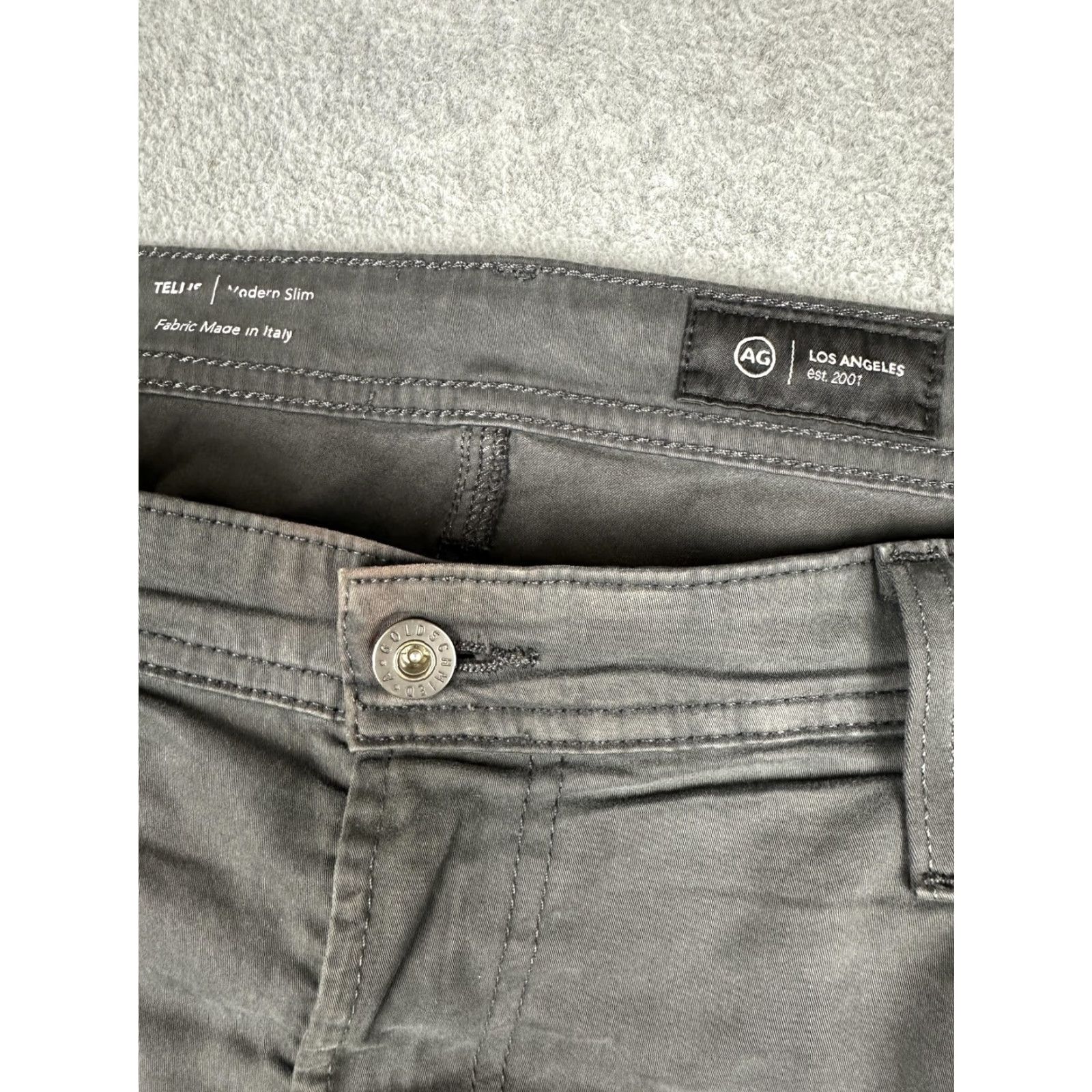 Vintage AG Tellis Jeans Mens 40x31 Slim Modern Charcoal Gray Denim Pants Casual Slim Fit Pocketed Belt Loops Zip Fly Size US 40 / EU 56 - 2 Thumbnail